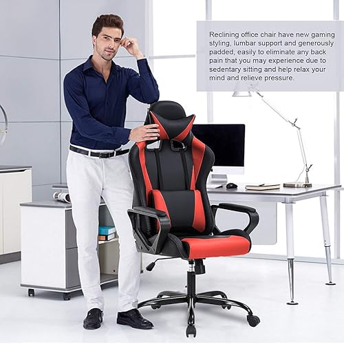 Miniatura 13 de Silla ejecutiva ergonómica, giratoria, móvil y con soporte lumbar para oficina, escritorio, computadora o jugar videojuegos