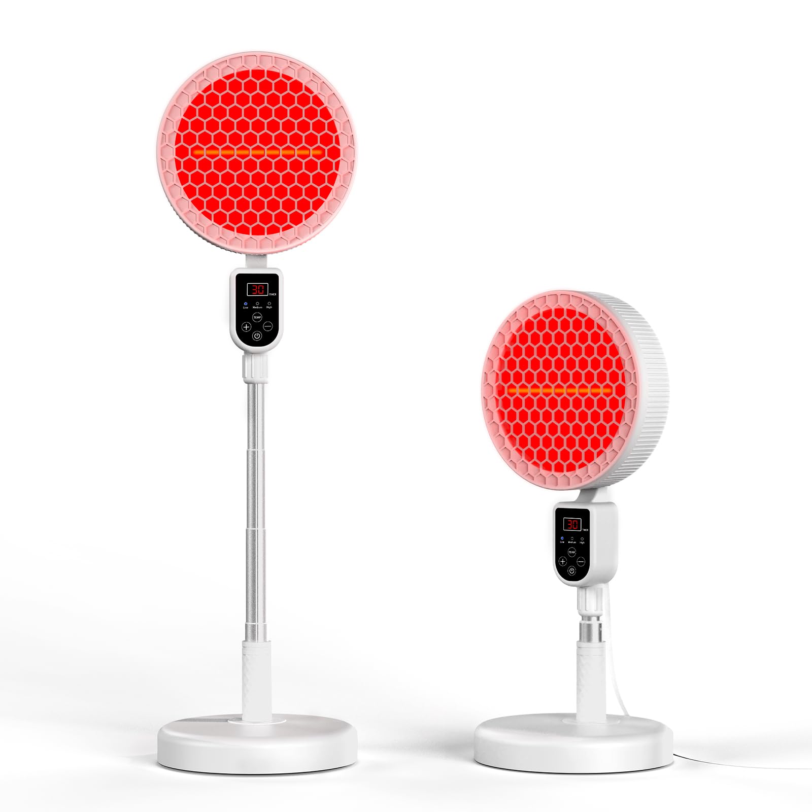 Rotlichtlampe, 220W Infrarotlampe Teleskopisch Verstellbar, mit 3 Leistungsstufen, 10–90 Minuten Timer, Automatischer Abschaltfunktion, Verstellbarem Winkel für Den Heimgebrauch