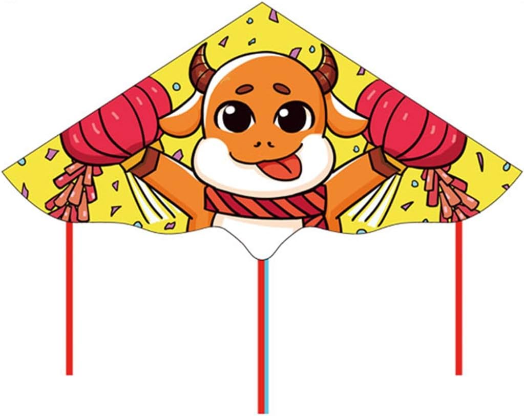 Boys Kite Creative Cute Cartoon Calf Kite Outdoor Lawn Flying Game Toy Easy to Fly in the Breeze Suitable for All Ages(Size: 4.6ft+9.8ft tail+1312ft line) (4.6ft+9.8ft tail+853ft)
