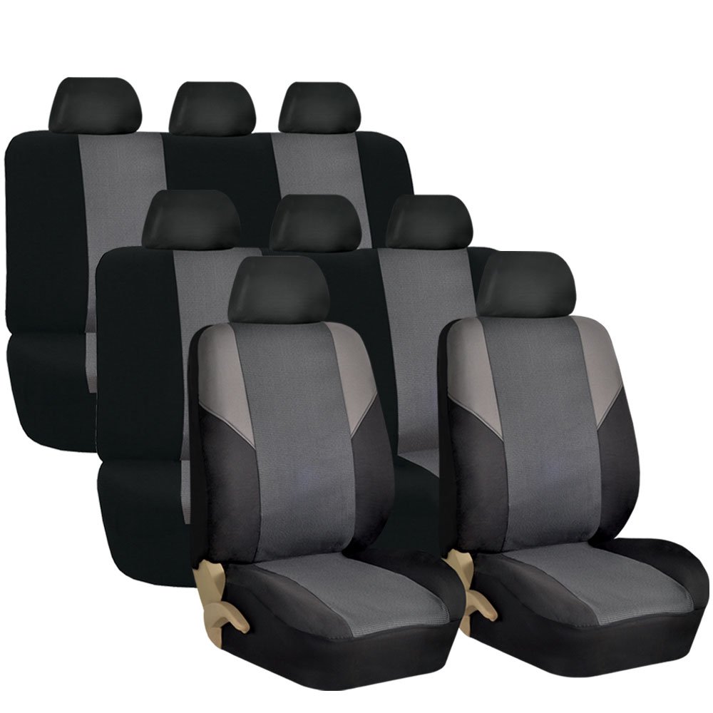 FH Group Three Row 8 Seater Cross Weave Fabric Car Seat Covers