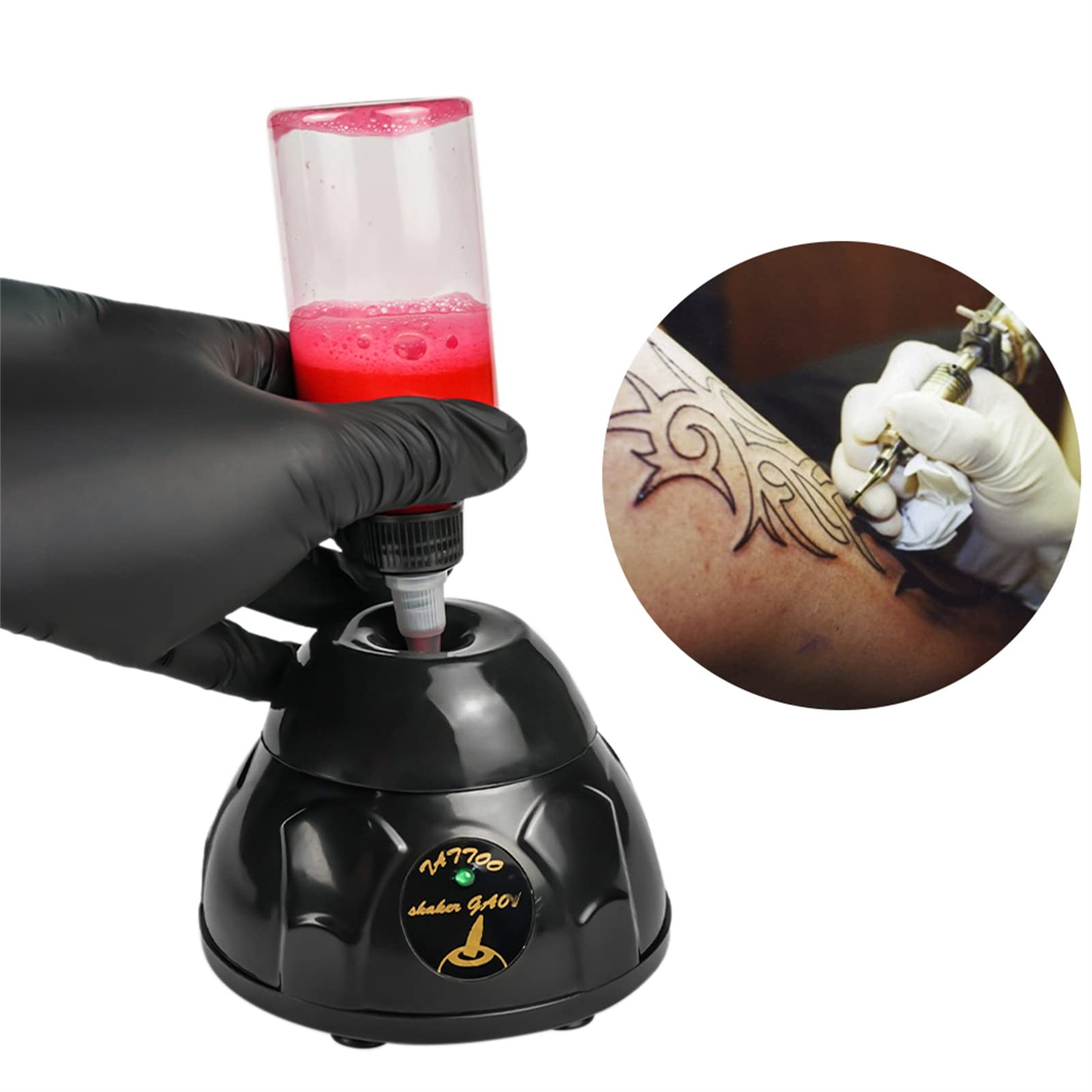Vortex Mischer,Wiederaufladbarer USB Tinten Rührer,Vortex Schüttler mit 5200 U/min,6 Saugnapf-Design,Stoßfest&Stabil,Elektrischer Tattoo Pigmenttintenmischer,für Nagelstudios,Tätowierer(Schwarz)
