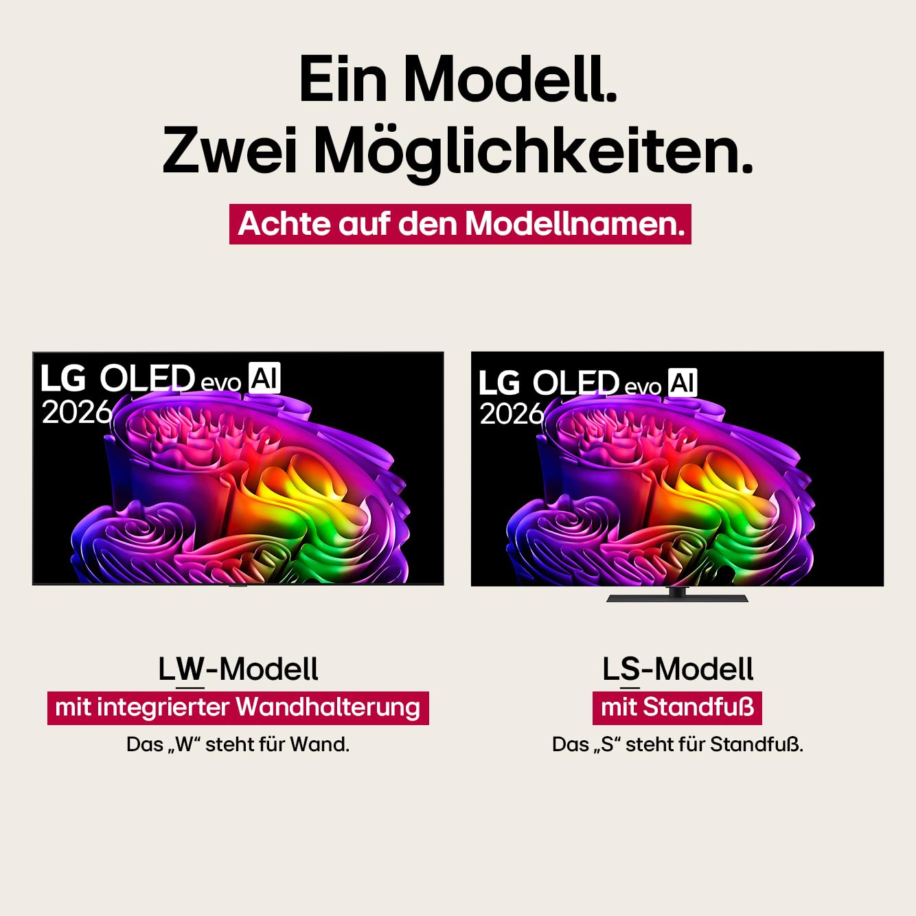LG OLED55G67LW TV 55 Zoll (139 cm) 4K OLED evo AI TV (α11 Gen3 4K AI Prozessor, webOS 26, 120Hz (VRR bis zu 165Hz)) [Modelljahr 2026] [Energieklasse E]