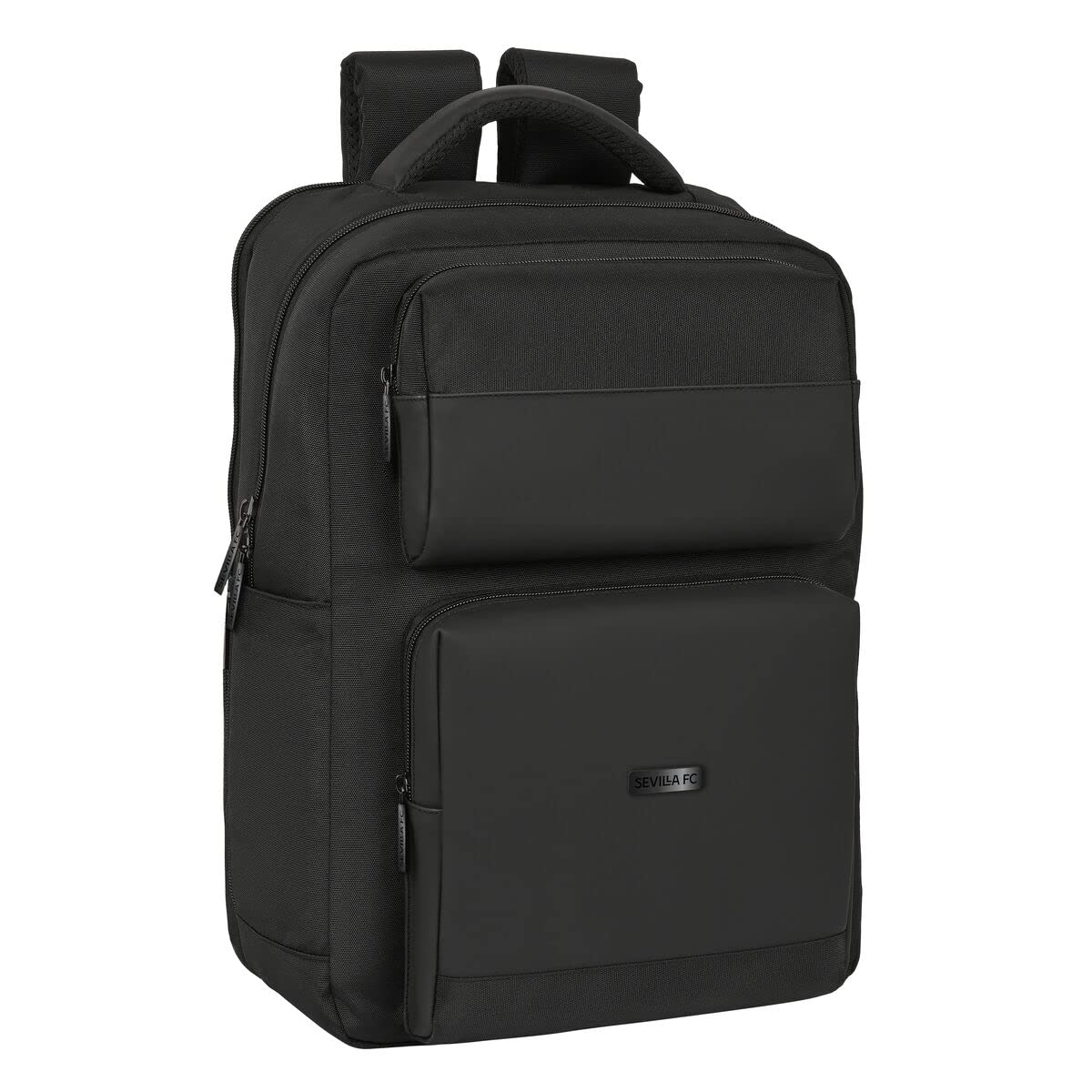 SAFTA Unisex Kid's Laptop Backpack 15.6'' and USB with 2 Pockets Sevilla FC Premium, 310x130x440mm, Black, Estándar
