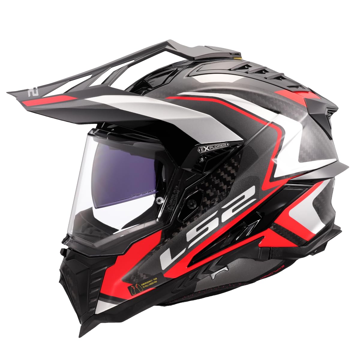 LS2, Casque Moto Cross Explorer Carbon Frontier II Gloss Red, M