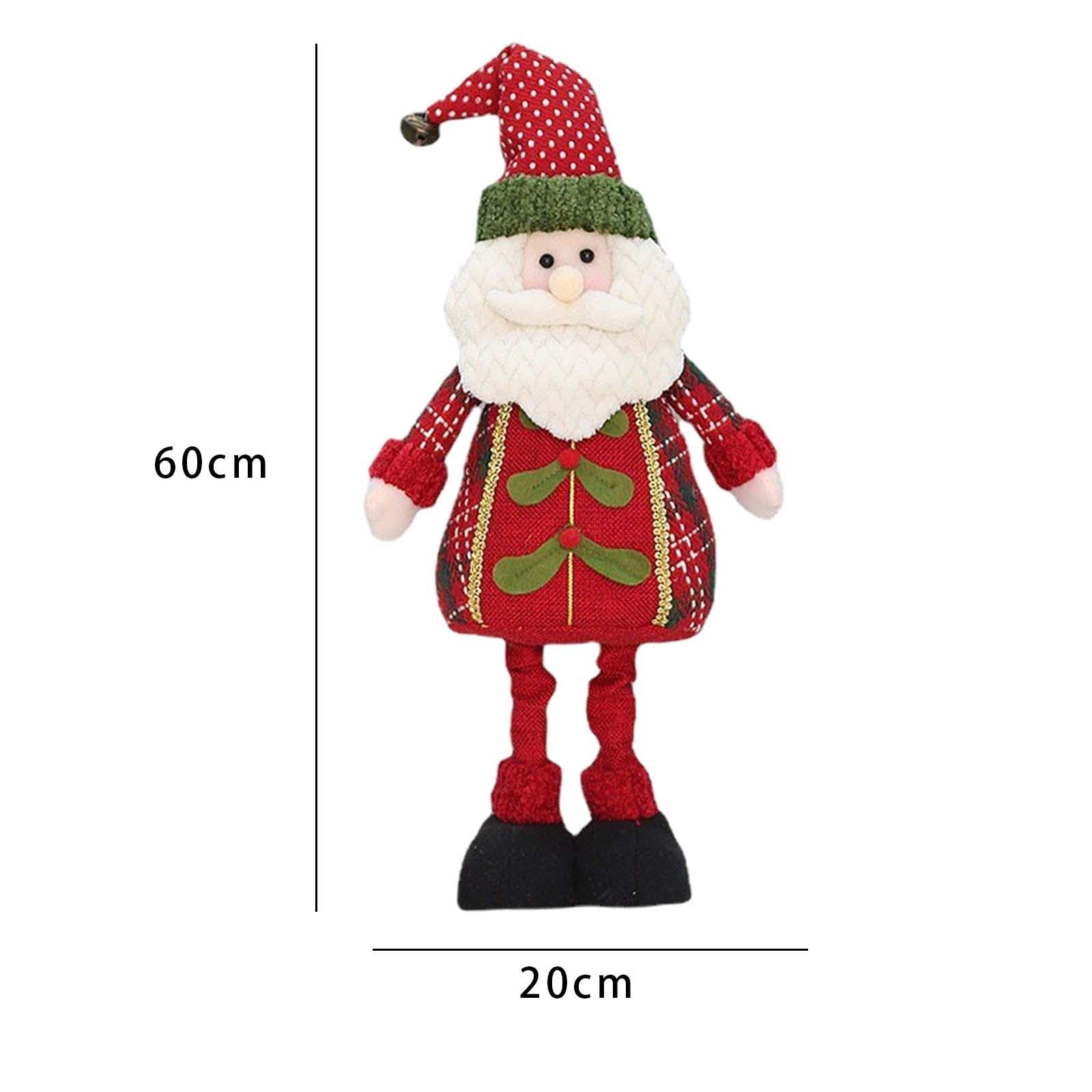 Weihnachtsdeko Figuren Plüsch, Weihnachtsmann Puppe Deko, Weihnachten Rentier Schneemann Figuren, Handmade Winterliche Stand Figur mit Teleskop-Beinen für Urlaub, Zuhause, Party, Stil A