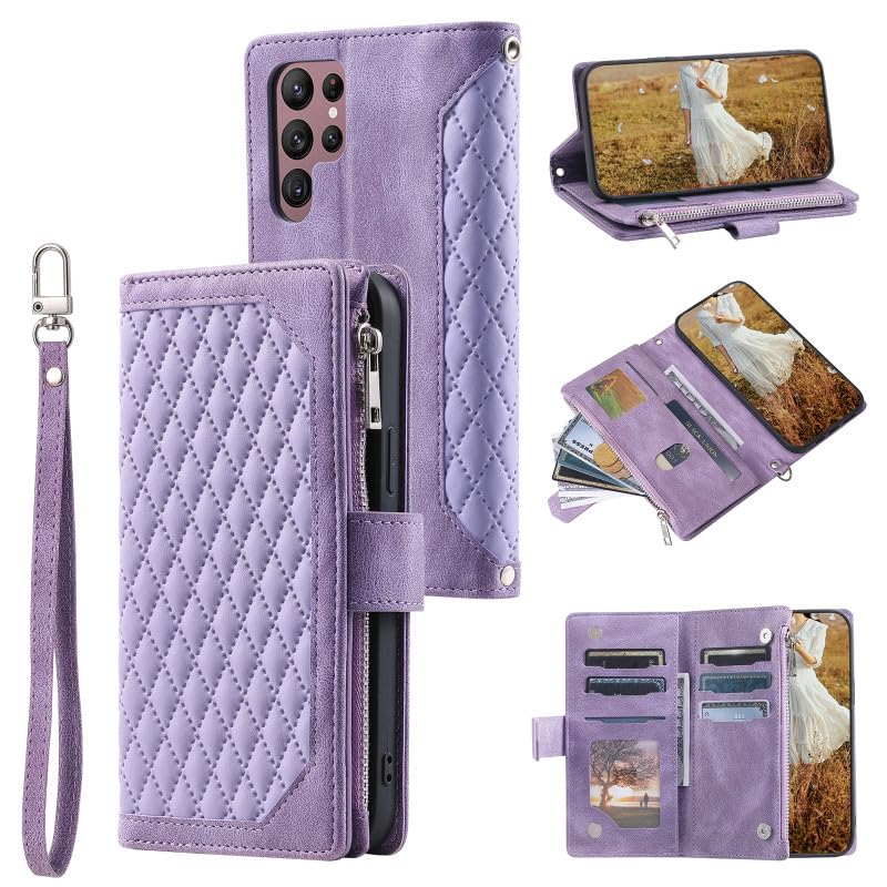 Étui portefeuille Samsung Galaxy S25 Plus violet antichoc avec porte-carte magnétique