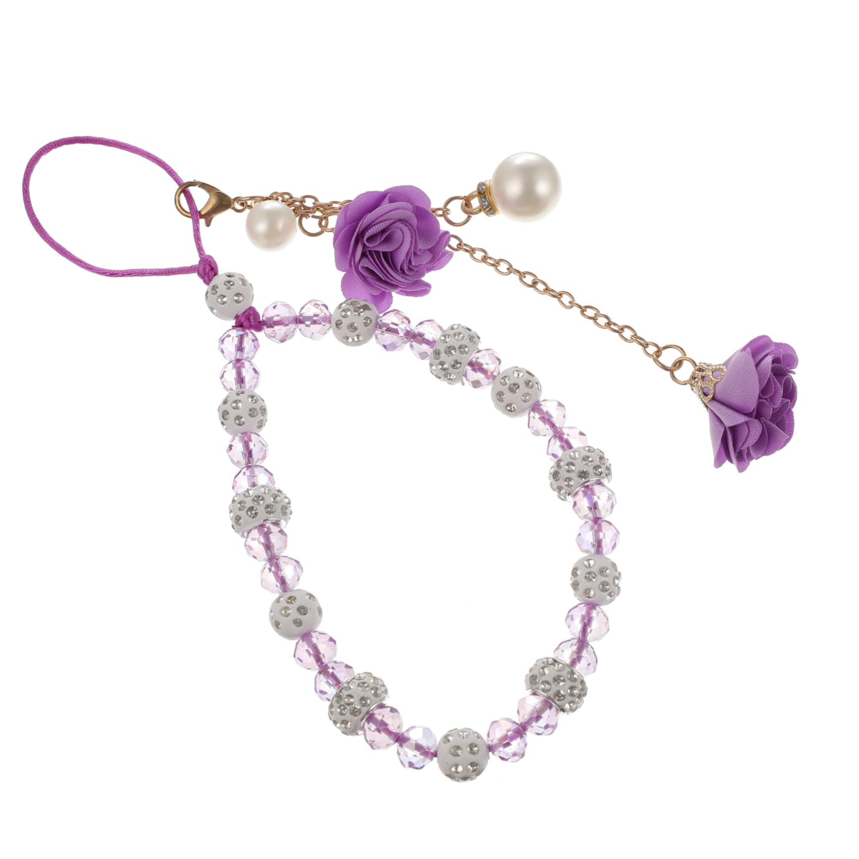 3 Pièces Pendentif Fleur Cristal pour Téléphone Portable Chaîne Décorative Lanière de Poignet Perte Accessoire Élégant pour Femmes et Filles