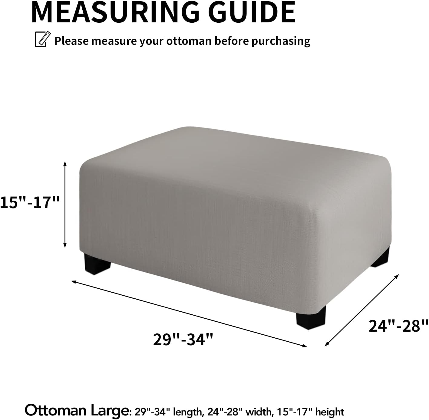 Easy-Going Velvet Stretch Ottoman Cover Rectangle Folding Storage Slipcovers Footstool Protect Footrest Covers with Elastic Bottom Brown Ottoman L