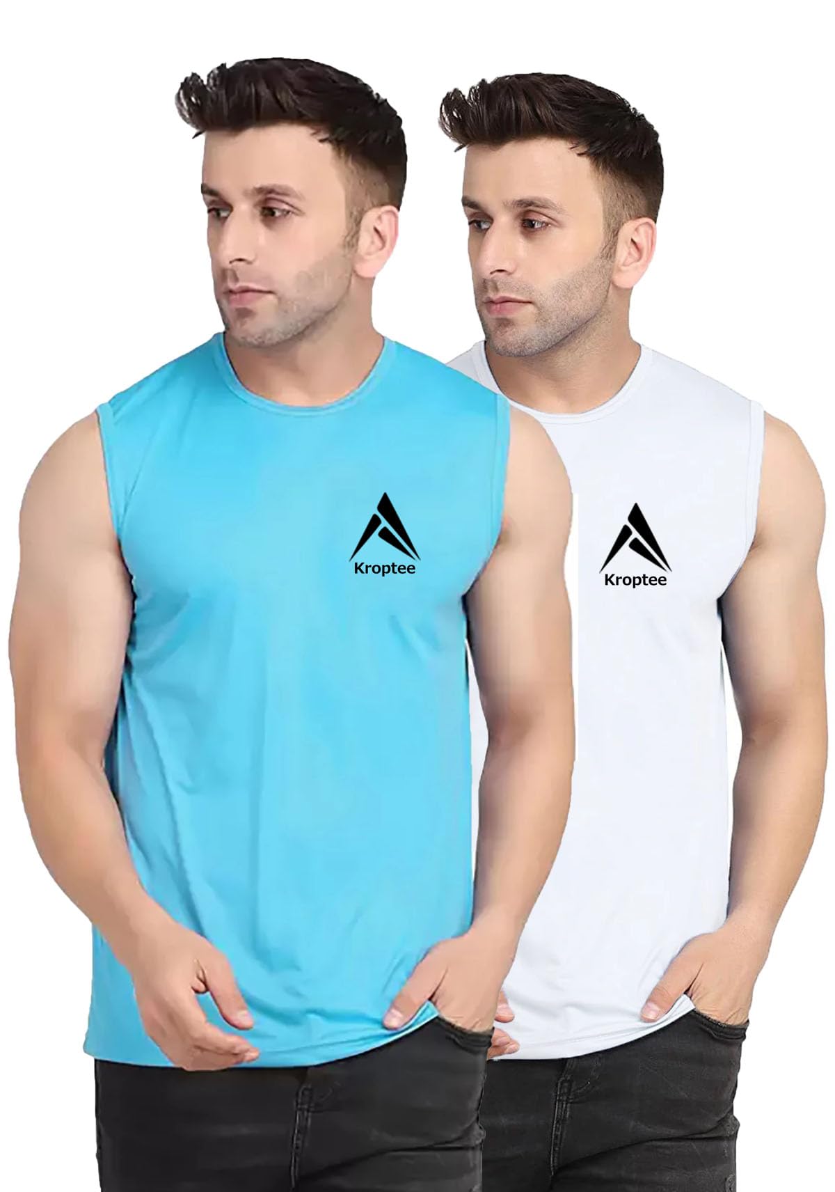 kroptee Stylish Men Cotton Casual Gym Vest (Pack of 2)-picture-43