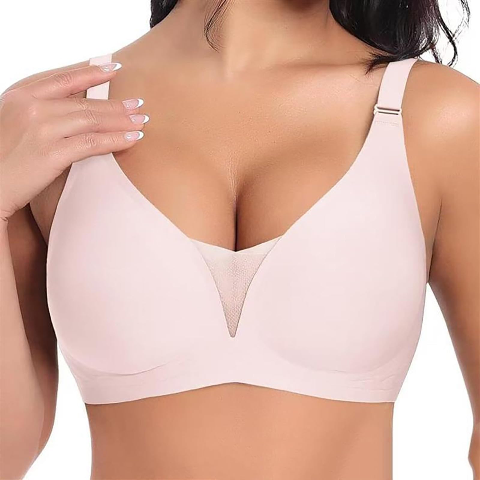 Biustonosze damskie UK Bezprzewodowy biustonosz push-up bez fiszbin podtrzymujący Podnieś Bezszwowe duże piersi Wyściełane Plus Size Sportowy komfort Biustonosze push-up z pełnym pokryciem Minimiser
