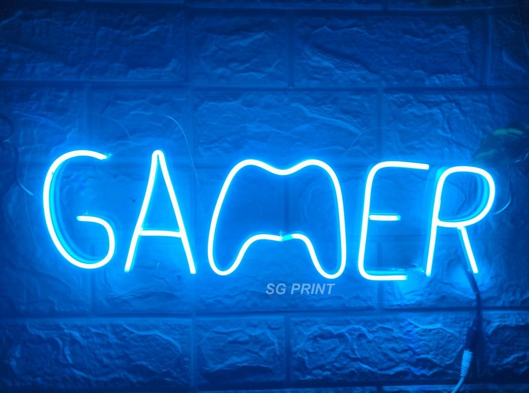 SG PRINT Gamer neon sign, Game room neon light, Game room led sign, Gaming lights for wall, Gamer led sign, Gamer neon light, Gaming room wall decor(12X18) BLUE-image-20
