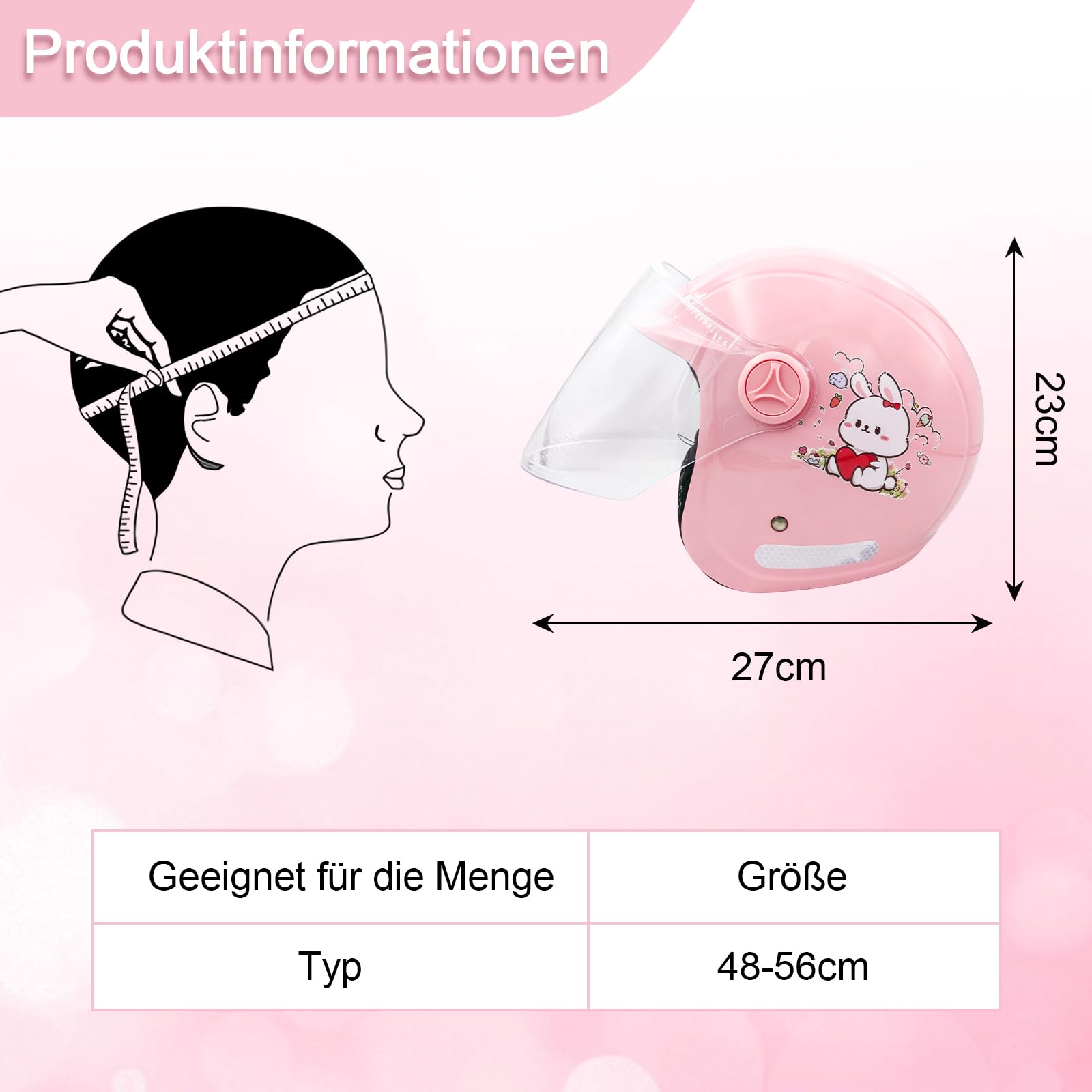 Kinder Motorradhelm, Jungen und Mädchen Rollerhelm, 48-56 cm für 5-12 Jahre