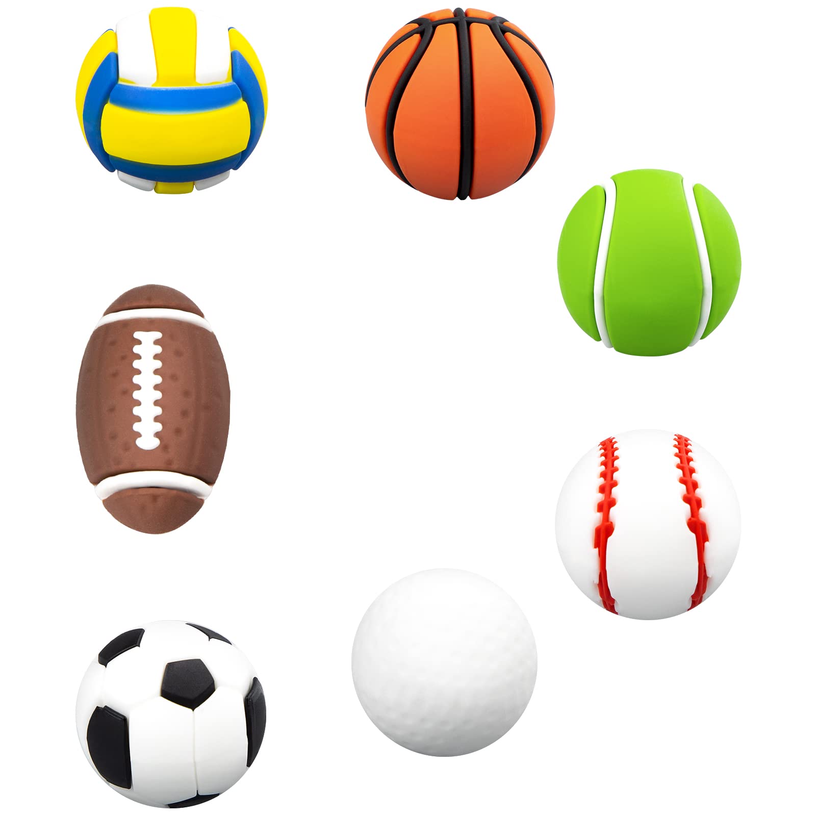 CUNUEN 3D Sport Decoration Charms Basketball Soccer Golf Baseball Volleyball Football Tennis Gift for Boys Girls Kids Teens Men Women Adults