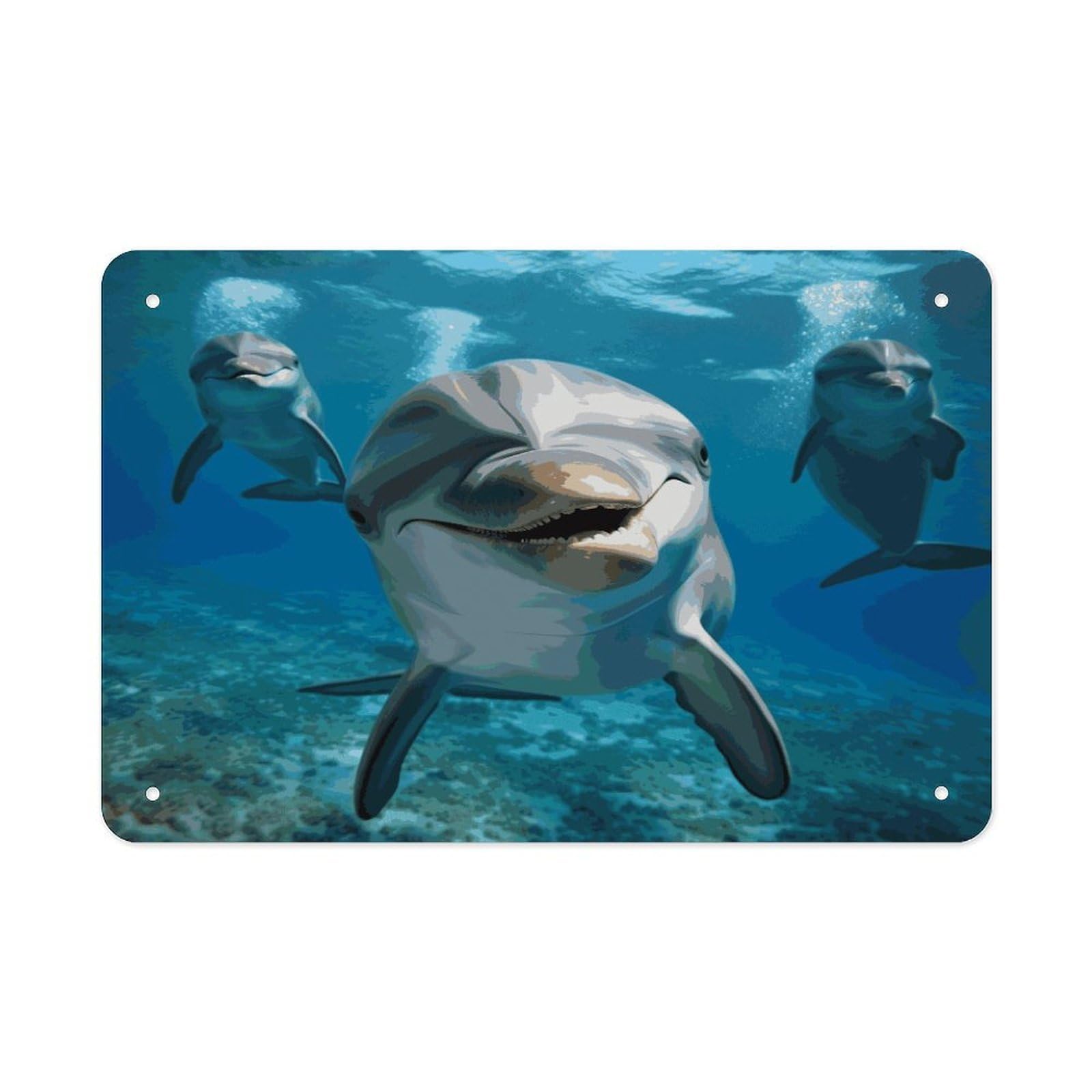 Fekiloot Style Funny Dolphin Looking At You Metal Signs Wall Art Tin Sign