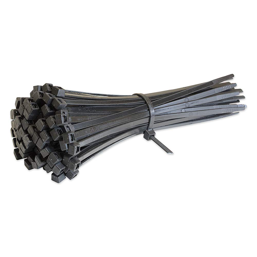 Ukcable-Ties Black Cable Ties 370Mm X 3.6Mm Nylon Plastic Zip Tie Wraps - Pack Of 100