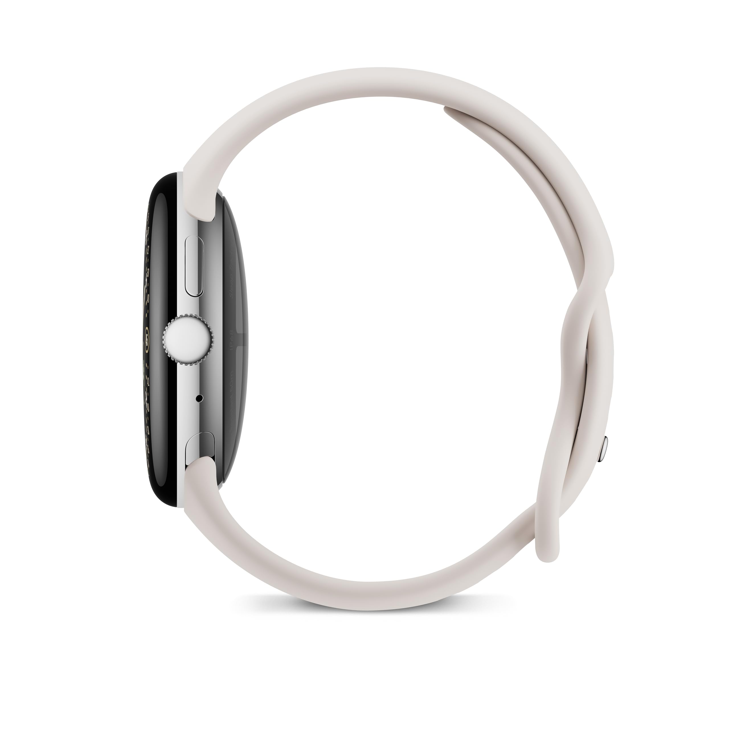 Google Pixel Watch 4 (45 mm) - Smartwatch Android con tracker per fitness e benessere, e assistente virtuale Gemini - Cassa in alluminio argento lucido - Cinturino sportivo grigio creta - Wi-Fi