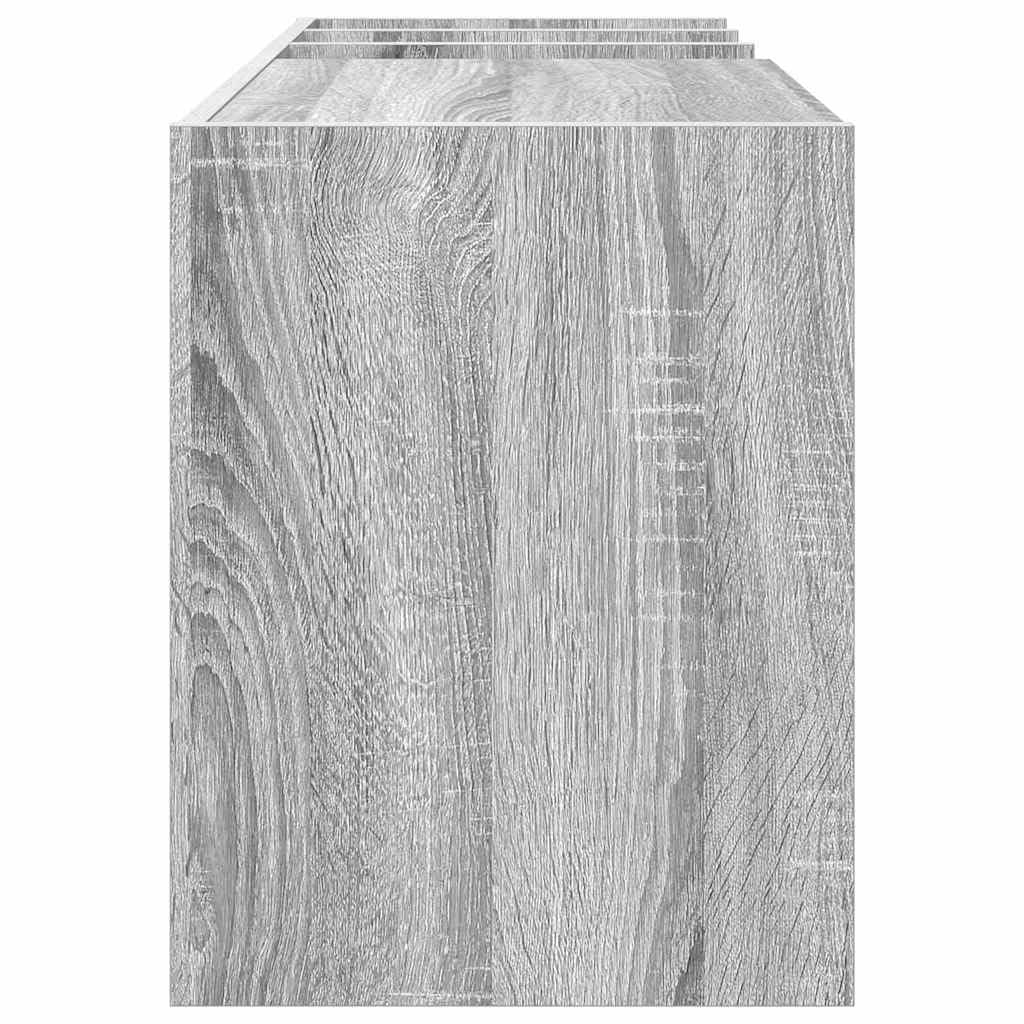 Armario para discos de vinilo con estante, madera Sonoma gris, 78,5 x 35 x 45 cm, 6 estantes, mueble multimedia, salón, aparador para vinilo y CD