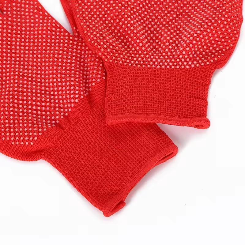 Image of Heega PVC Dotted Cricket Tennis and Batting Gloves for Men with Flexible and Secure Elastic Wrist | Extra Grip, Breathable Cotton Tennis Batting Gloves for Cricket (Red, 2 Pair)