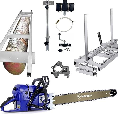 6Units Holzfforma G660 Power Head 36inch Motosierra Molino de 9 pies Riel de fresado Auxiliar Cabrestante de engrasador de 25 pulgadas Barra guía y