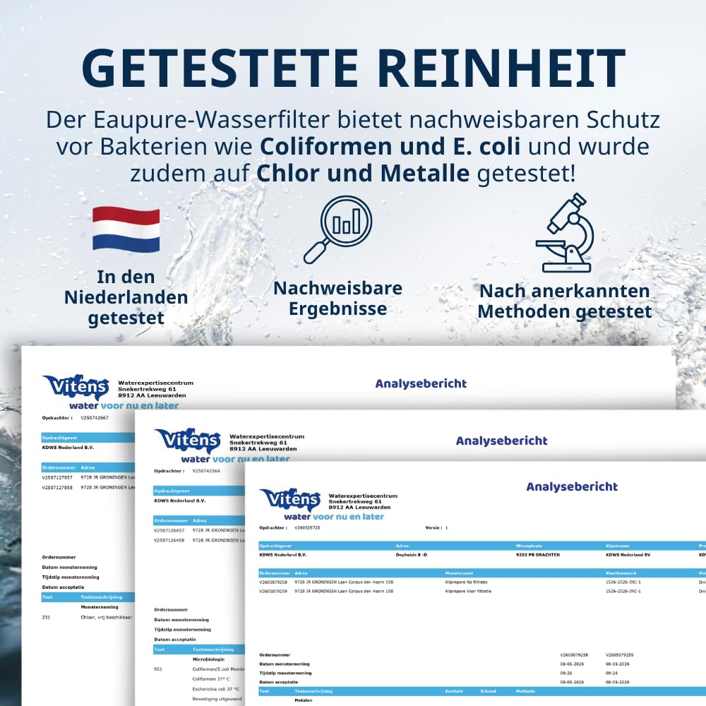 Family Wasserfilter – Fassungsvermögen 8,5 l – Im Lieferumfang enthalten: 2 Eaupure-Filterkartuschen – Filtert Bakterien und Chlor – Immer Trinkwasser