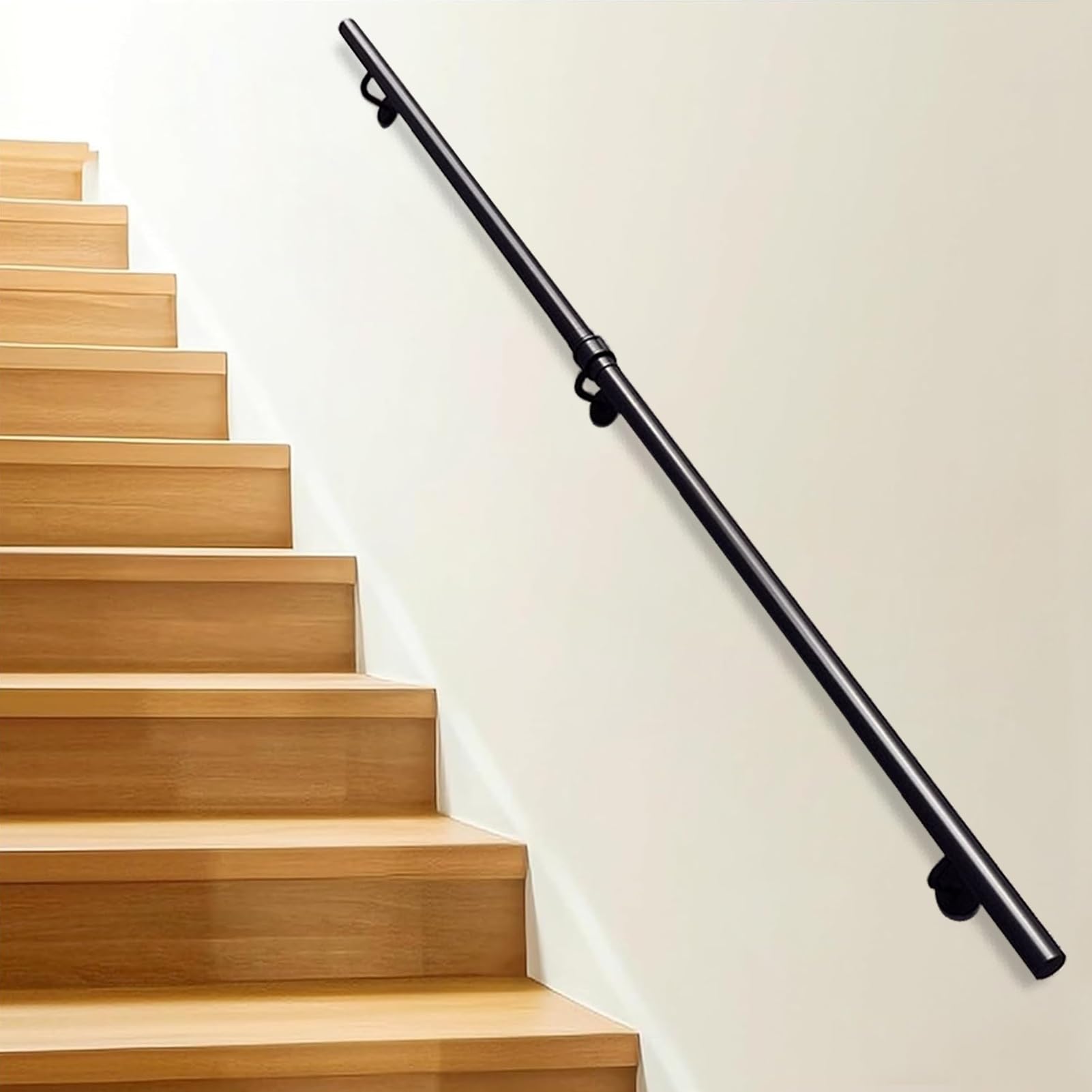 GLDYTVF Black Metal Staircase ils -Round Pipe Railing for Indoor/Outdoor Stairs Safety Grab Bar Banister 1m to 4.5m Lengths (8.2ft/250cm) - Enhanced Safety Solution
