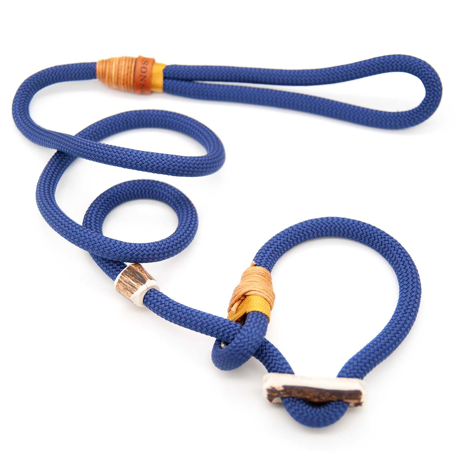 Retriever-Leine/Moxonleine Elegant-Style | handgefertigte Hundeleine aus Tau mit Halsbandfunktion & Horn-Stopper | 10mm – kraftvoll, stilvoll & komfortabel | Training, Alltag & Spaziergang