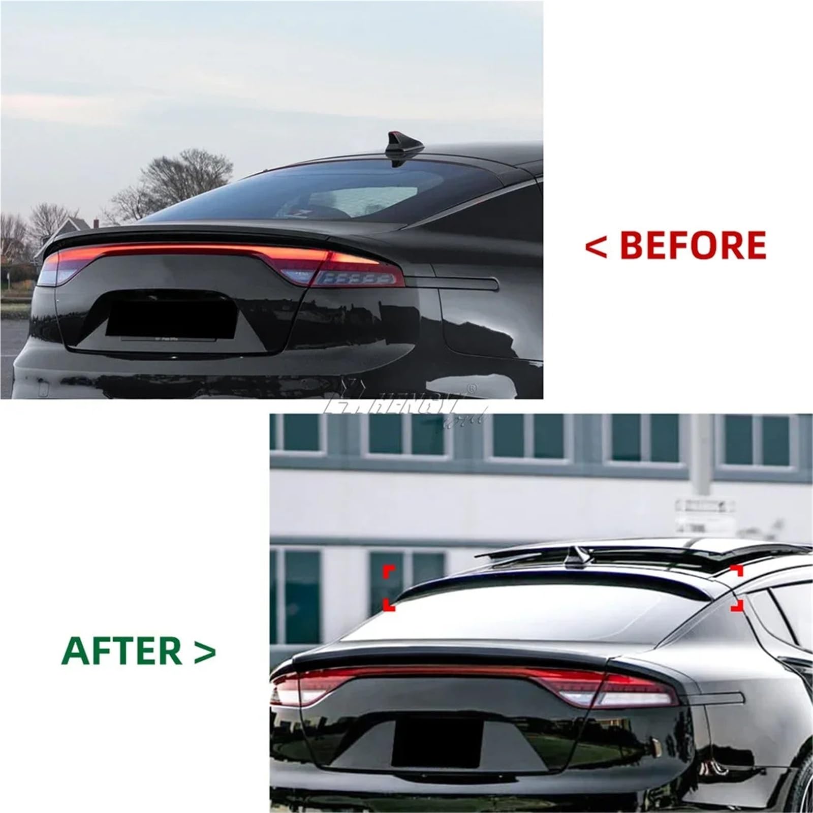 Tylne skrzydło spojlera dachowego wargi kompatybilne z KIA Stinger 2017 2018 2019 2020 2021 2022 2023 tylne skrzydło spojlera bagażnika rozszerzenie wargi(Carbon Fiber Look)