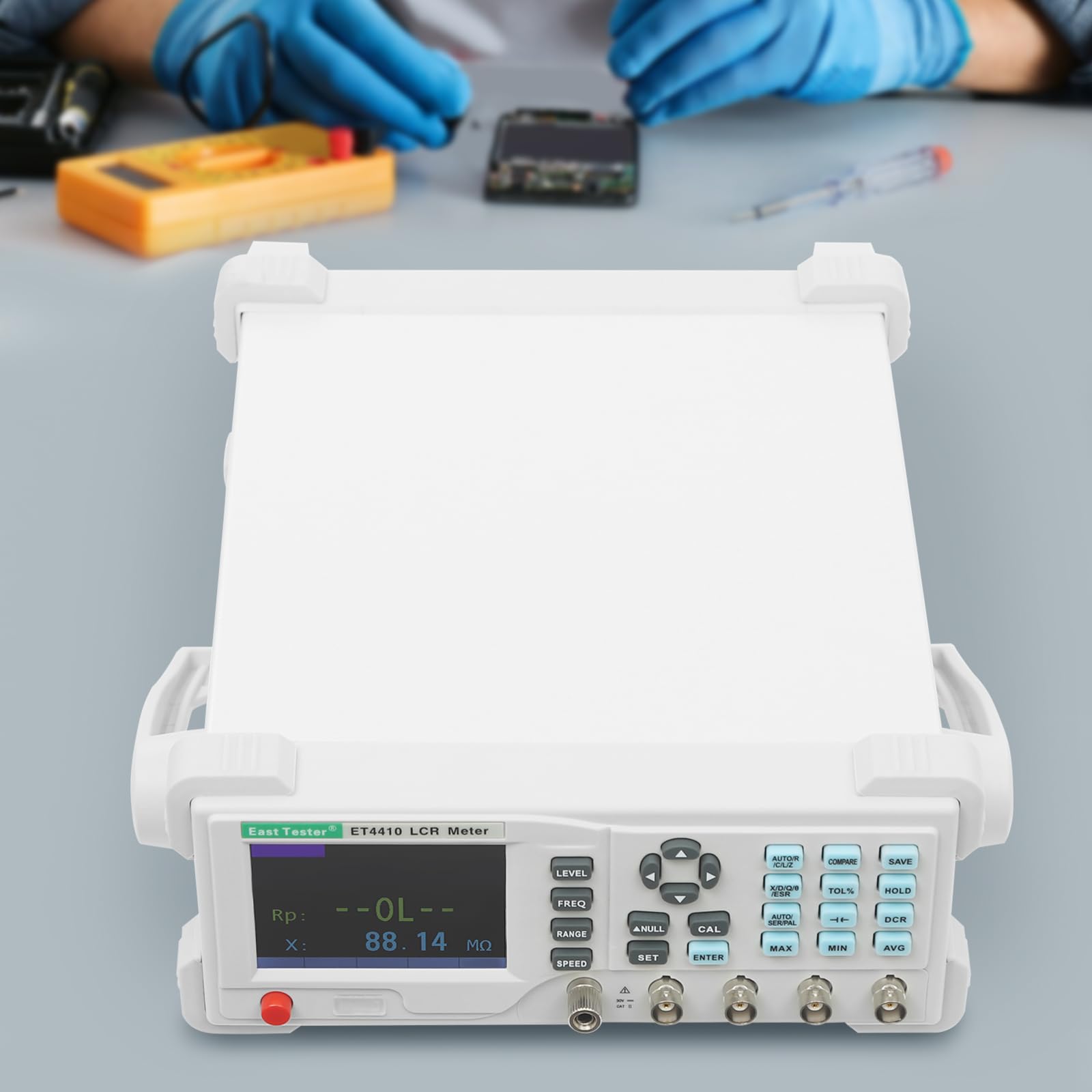 LCR Messgerät, 100W 3,5'' Kapazitätsmessgerät mit 2 Prüfklemmen und LCD-Display, Verstellbare Induktivitätsmessgerät für Elektronische Bauteile, Tester Tools