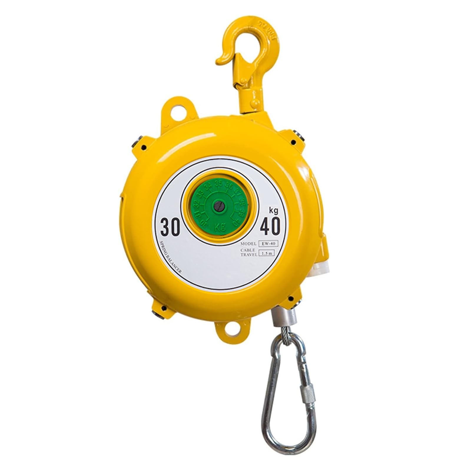 HYQOUKLR Telescopic Spring Balancer, Spring Balancer Yellow 1.5m Wire Rope Hook Load Range 1-70kg for Workshop Automotive(Yellow 30-40 Kg)