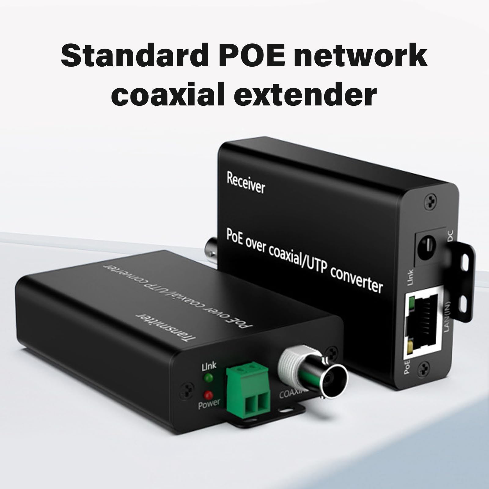 1 Metall PoE Koaxial Extender, 500 m Datenkonverter für Überwachungskameras und Netzwerkgeräte, Power Over Ethernet Netzwerk Extender