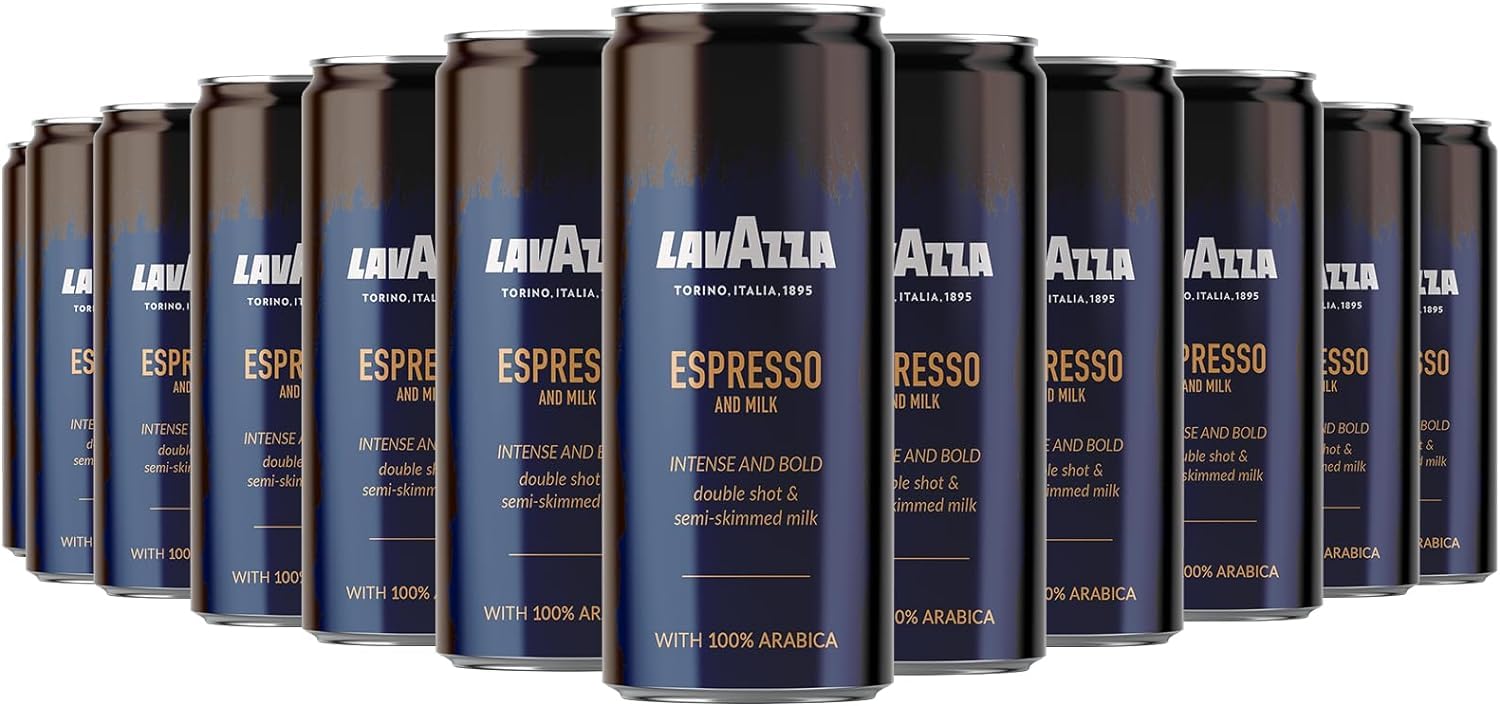 Lavazza, Ready to drink Espresso and Milk, Café Frío Listo para Beber, 12 x 250 ml, Gusto Intenso y con Cuerpo, con Café 100% Arábica y Leche Semidesnatada