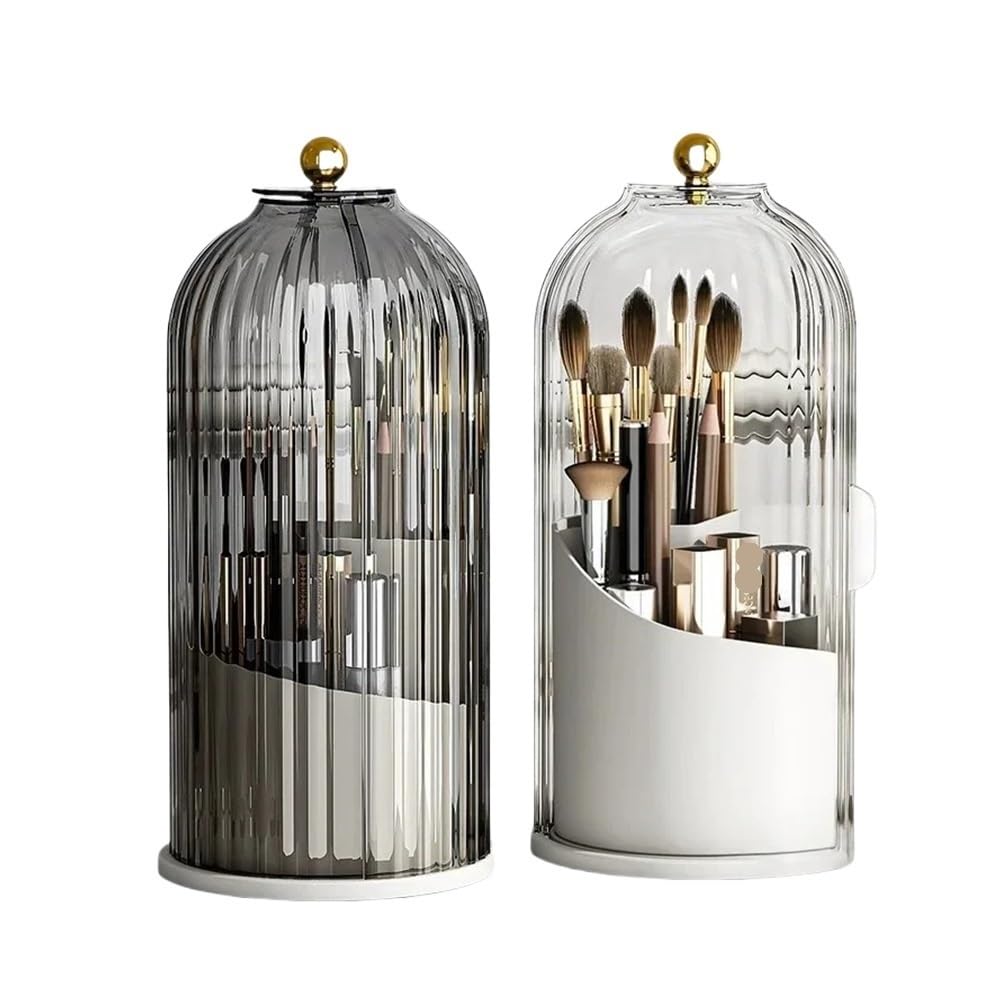 LIANXIBAG Makeup Brush Holder, 360 Degree Rotating Desktop Organizer For Lipstick Eyebrow Pencil Container(White)