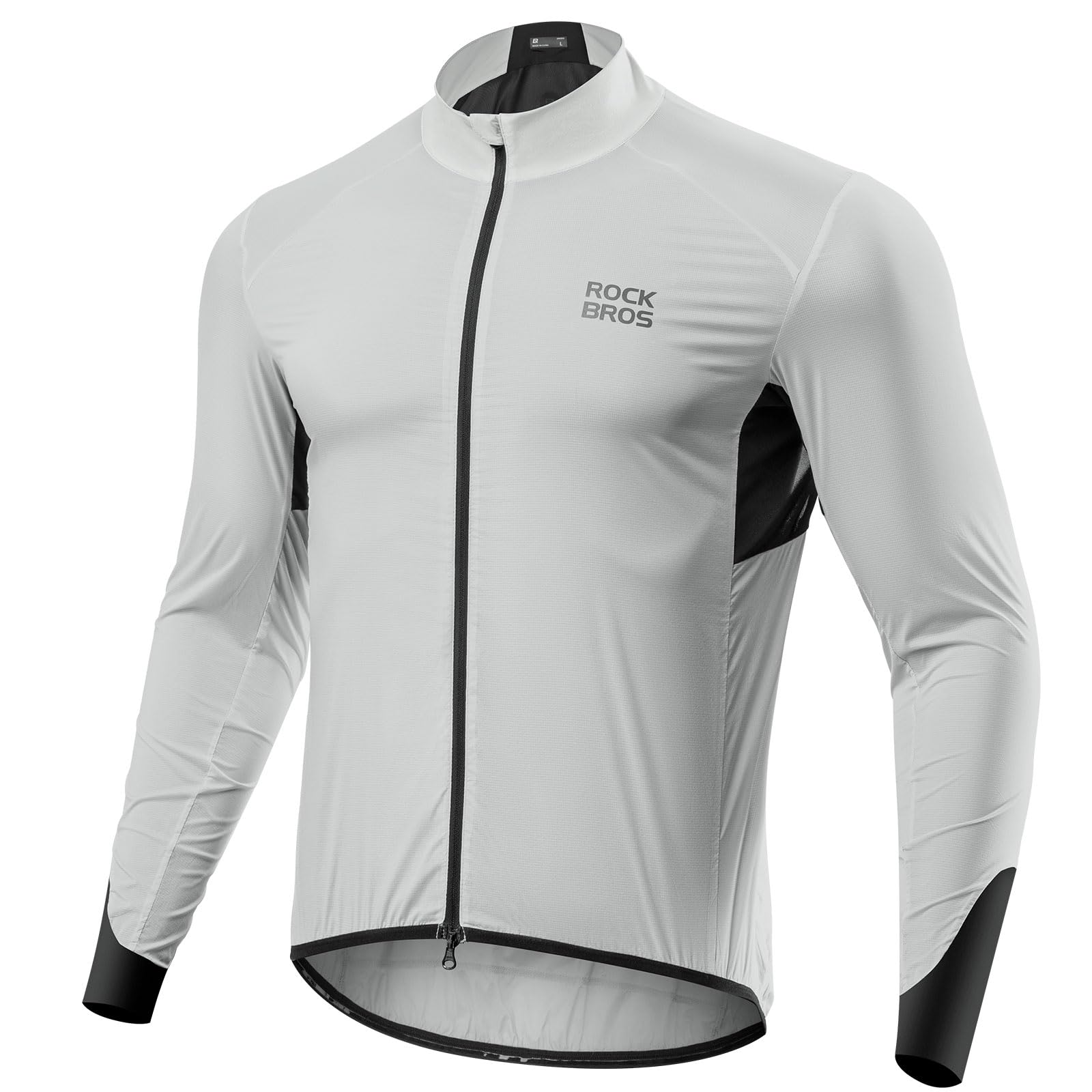 ROCKBROS Chaqueta Cortavientos Ciclismo para Hombre, Ropa Deportiva Transpirable Ligera con Bolsillos para Senderismo Exteriores al Aire Libre, Gris