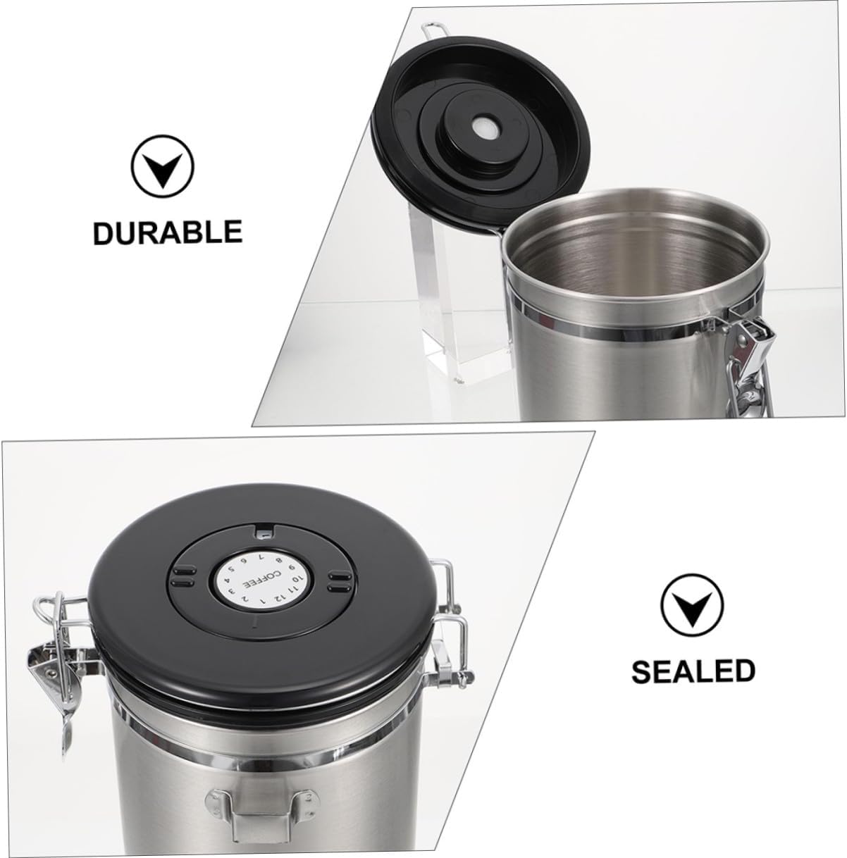 Sealed Cat and Dog Food Storage Container with Spoon, 1.8l Stainless Steel Airtight Snack Jar for Pet Food Storage