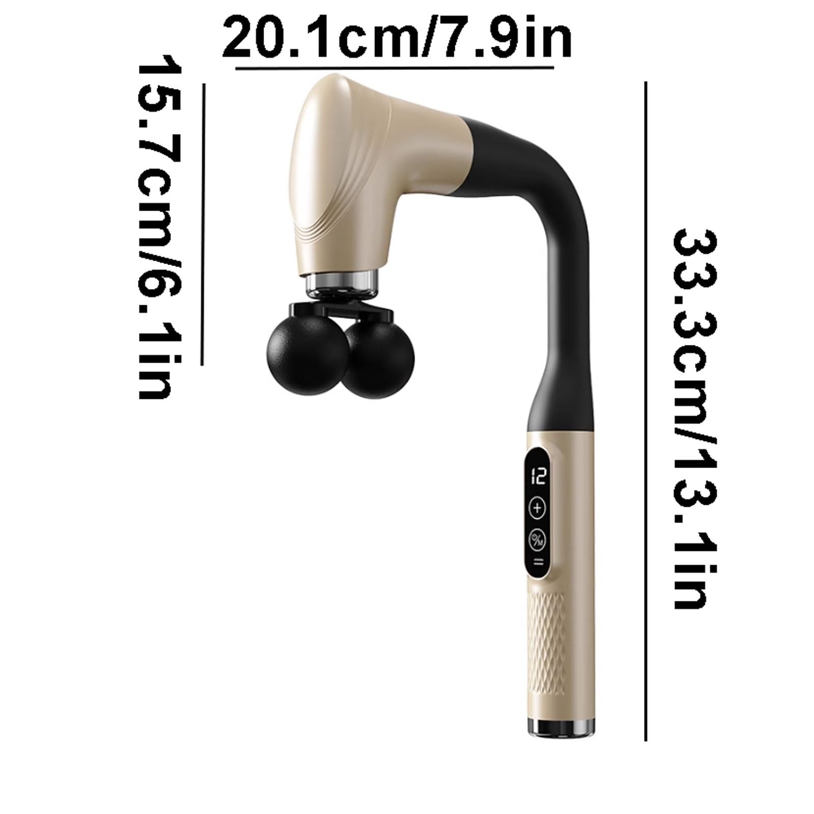 Muto Pistola for massaggio in plastica con 12 velocità e 5 teste di massaggio Potente massaggiatore for la schiena dei tessuti profondi for tutto il corpo compatto(Svart)