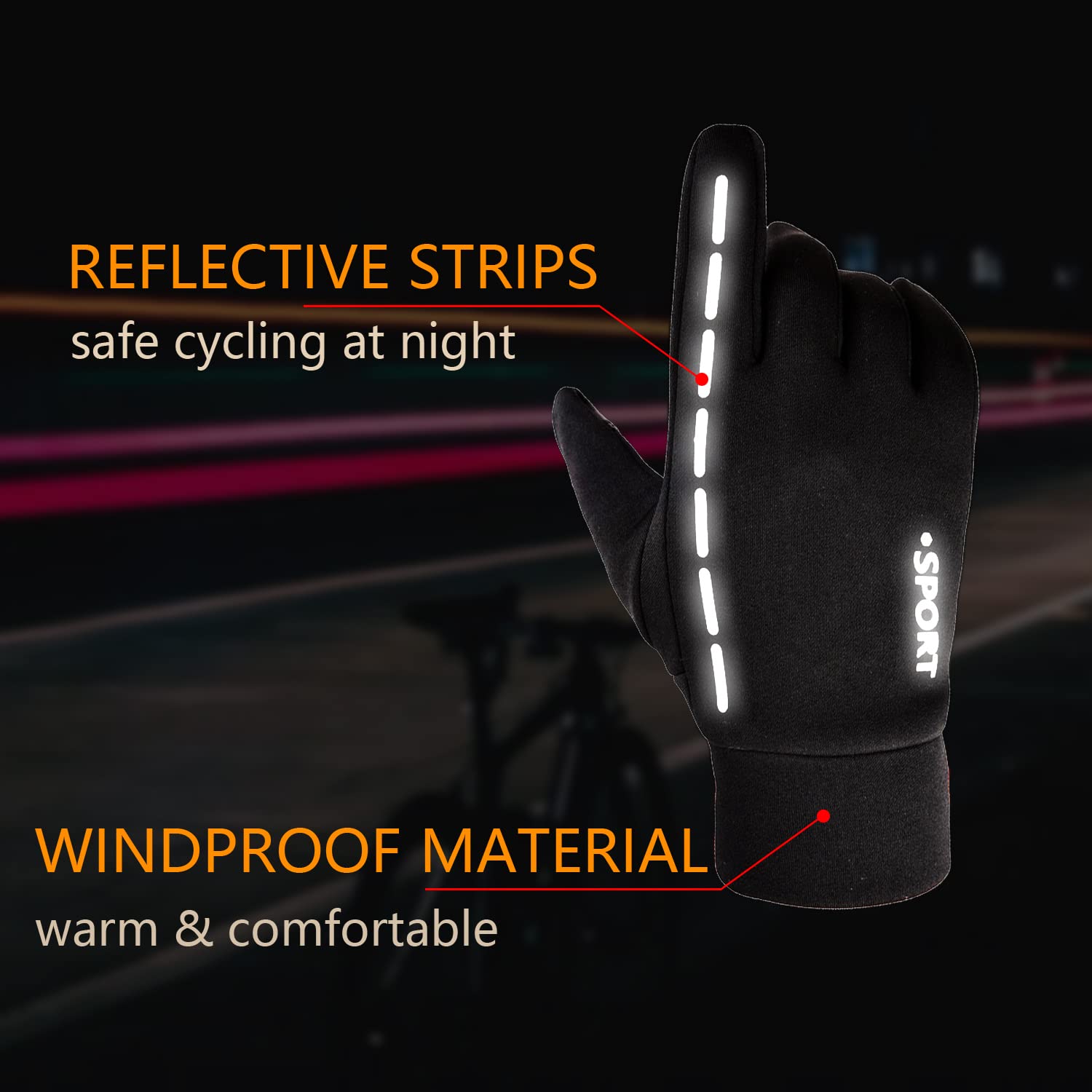 AFIT Guantes de Otoño Invierno a Prueba de Viento Impermeable Antideslizantes Ciclismo Bicicleta Correr Aire Libre Guantes Pantalla Táctil Guantes para Hombres y Mujeres