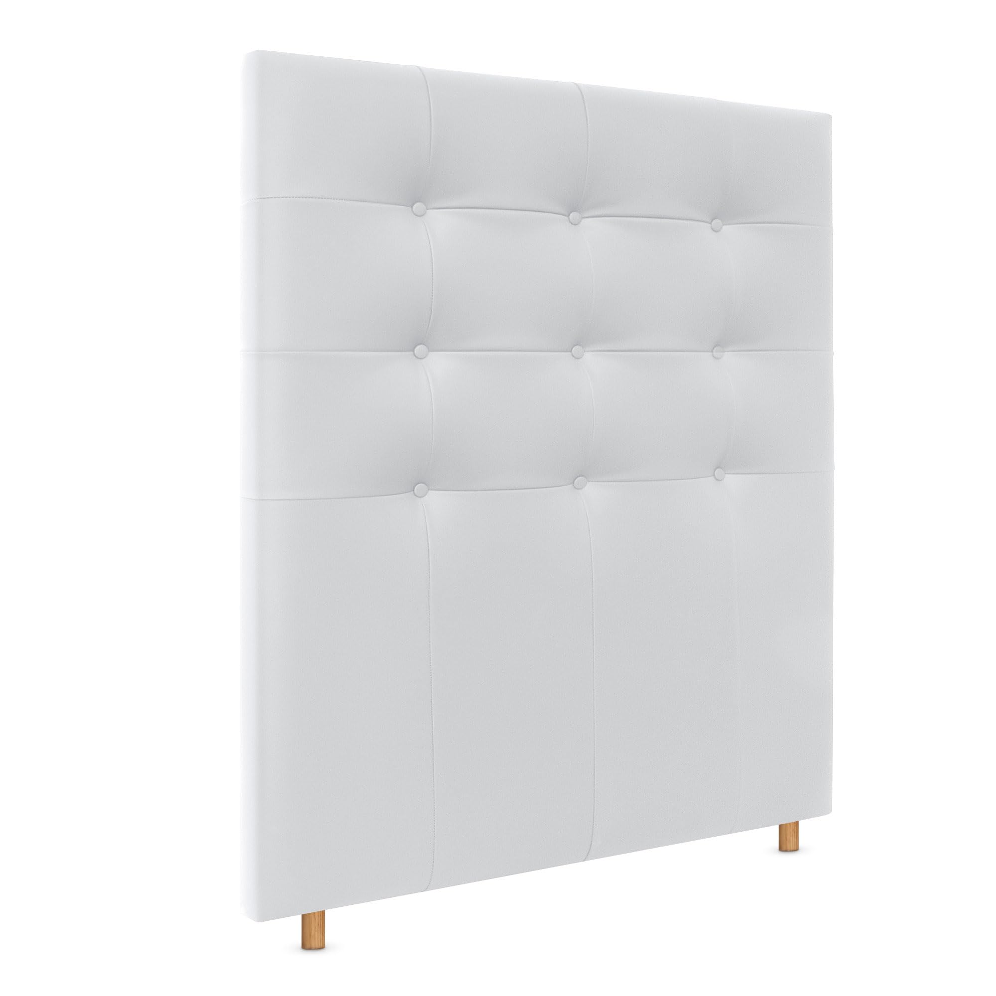 DHOME Cabecero Capitoné hasta el Suelo Cabezal 8cm tapizado ACUALINE Tela y Polipiel para Cama Dormitorio (95x120cm (90), Polipiel Blanco)