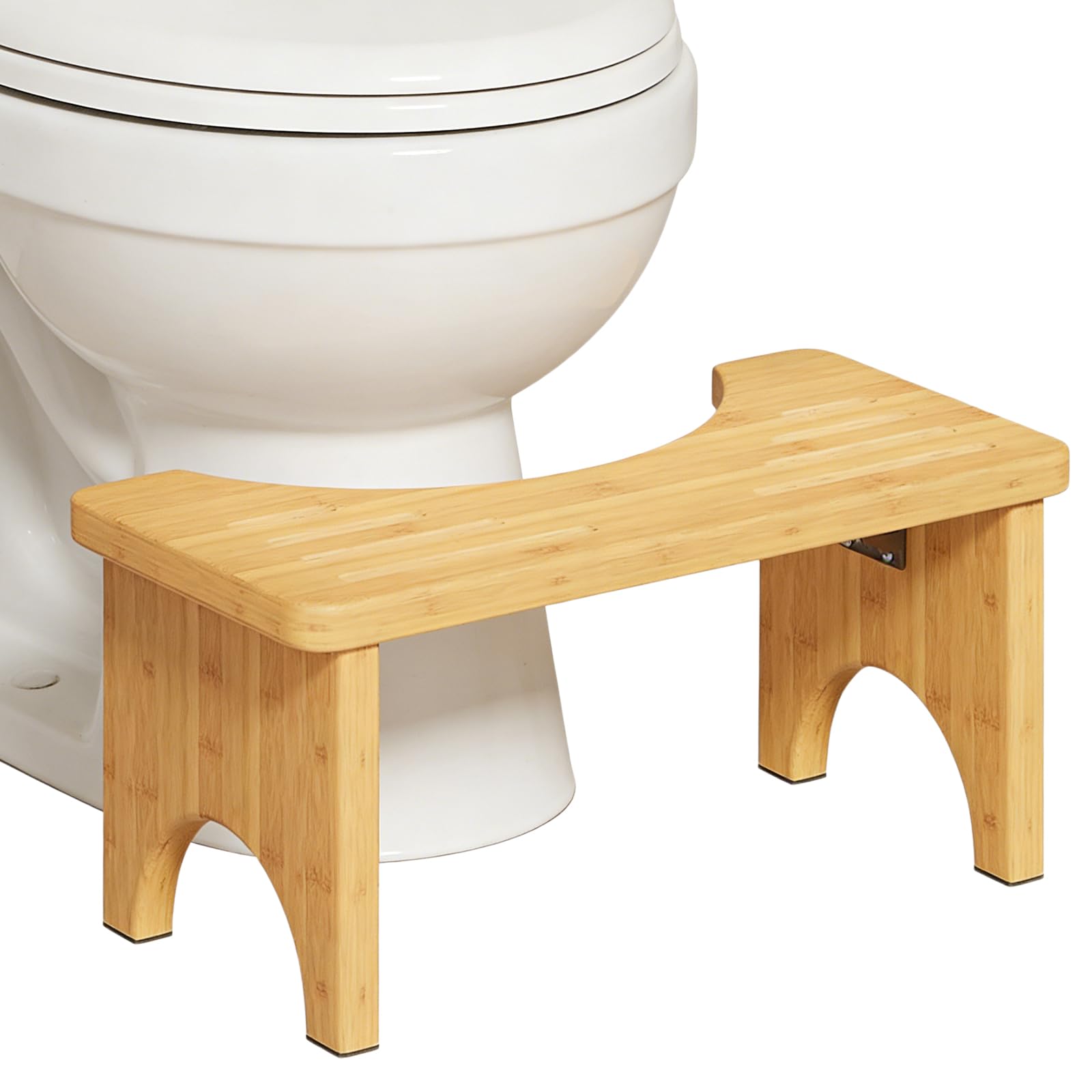 GOMETY Taburete de inodoro plegable de bambú, ergonómico, para adultos, antideslizante, de madera, taburete para sentarse de forma natural, contra el estreñimiento y las hemorroides
