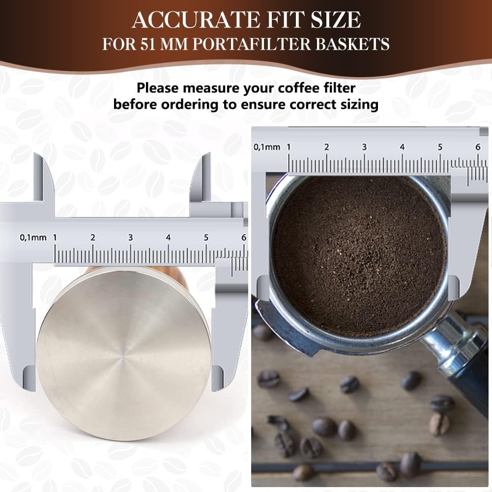 Zestaw do ubijania kawy 51 mm, akcesoria do espresso, zestaw dla baristy z mieszadłem do kawy, dzbanek do spieniania, mata do manipulacji, długopis latte, uchwyt z drzewa sandałowego, 51 mm