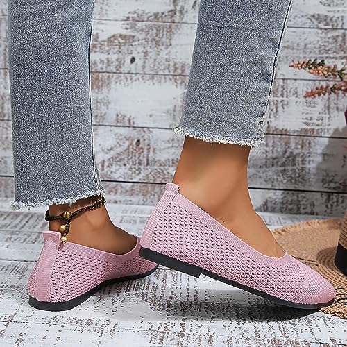 Zapatos planos de mujer transpirables estilo slip on con suela blanda flexible 4