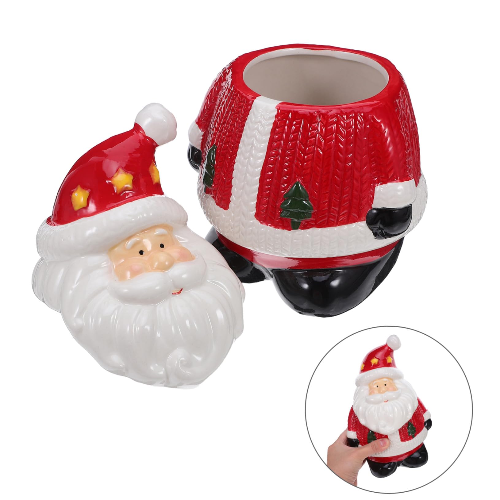 ULTECHNOVO Bocal à Biscuits Céramique Décoratif de Noël Boîte de Rangement pour Friandises Boîte à Bonbons avec Couvercle Hermétique