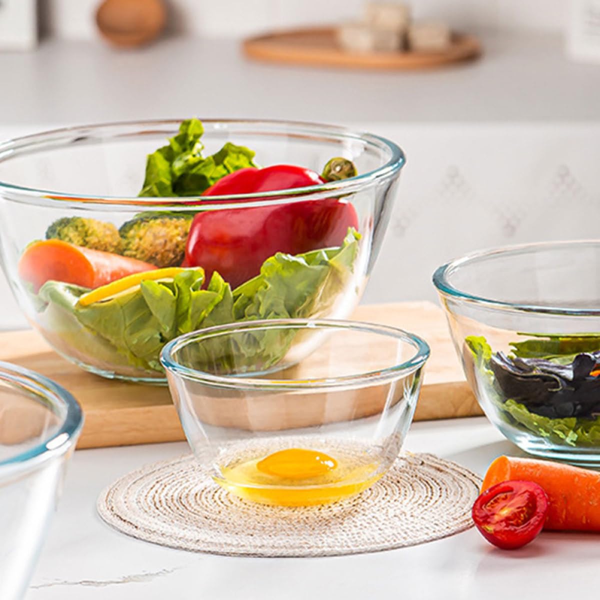Housoutil Cuencos de Vidrio Multiusos 2 Piezas 500 Ml Tazones para Mezclar y Servir Ensaladas Postres y Sopas Aptos para Hogar Restaurante y Celebraciones