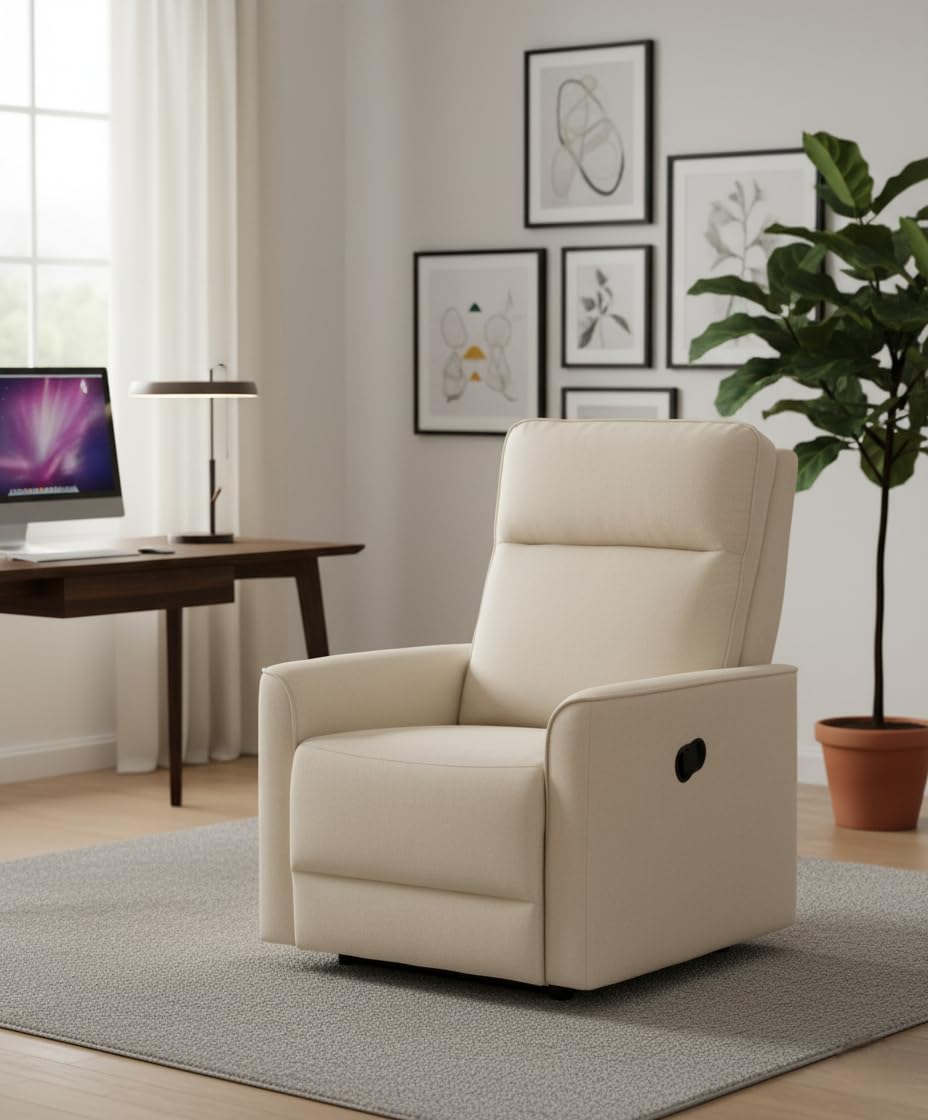 Cribel Poltrona Relax Manuale Carlotta in Tessuto Corda con Levetta Laterale | Schienale Reclinabile e Poggiapiedi Estensibile | Comfort e Design Moderno