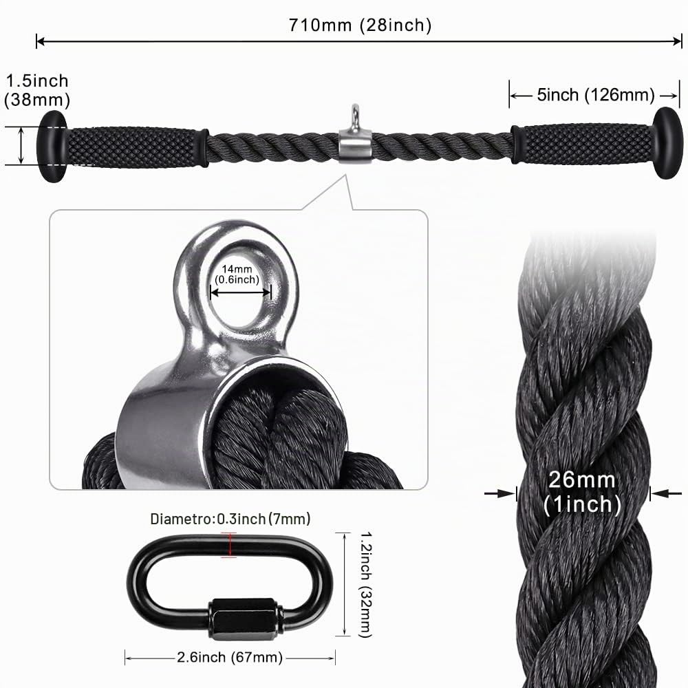 Kipika Attache de Traction pour Triceps - Accessoires pour Machine à câble pour Salle de Sport à la Maison