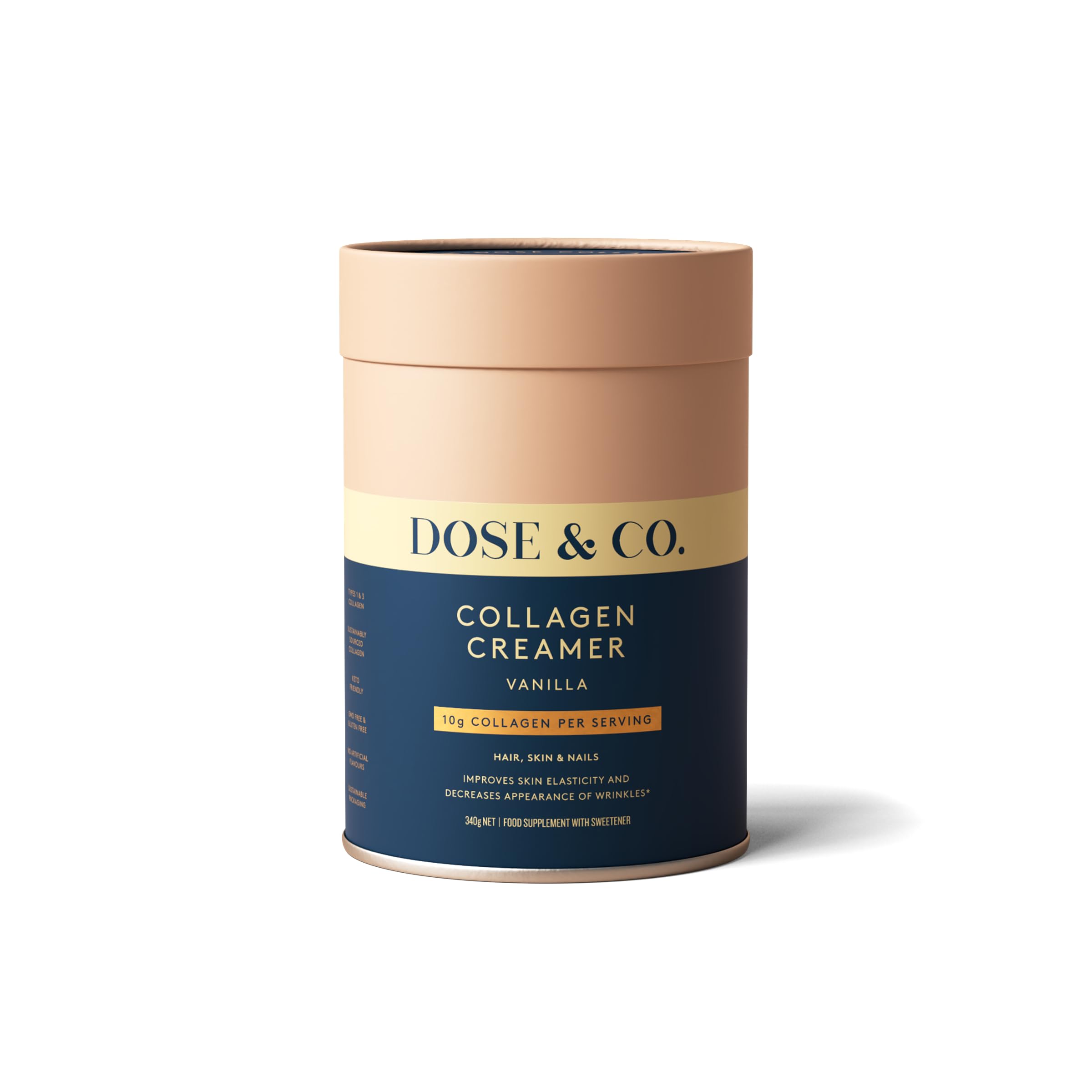 Dose & Co Collagen Creamer in Vanilla Flavour - 340g Powder Supplement