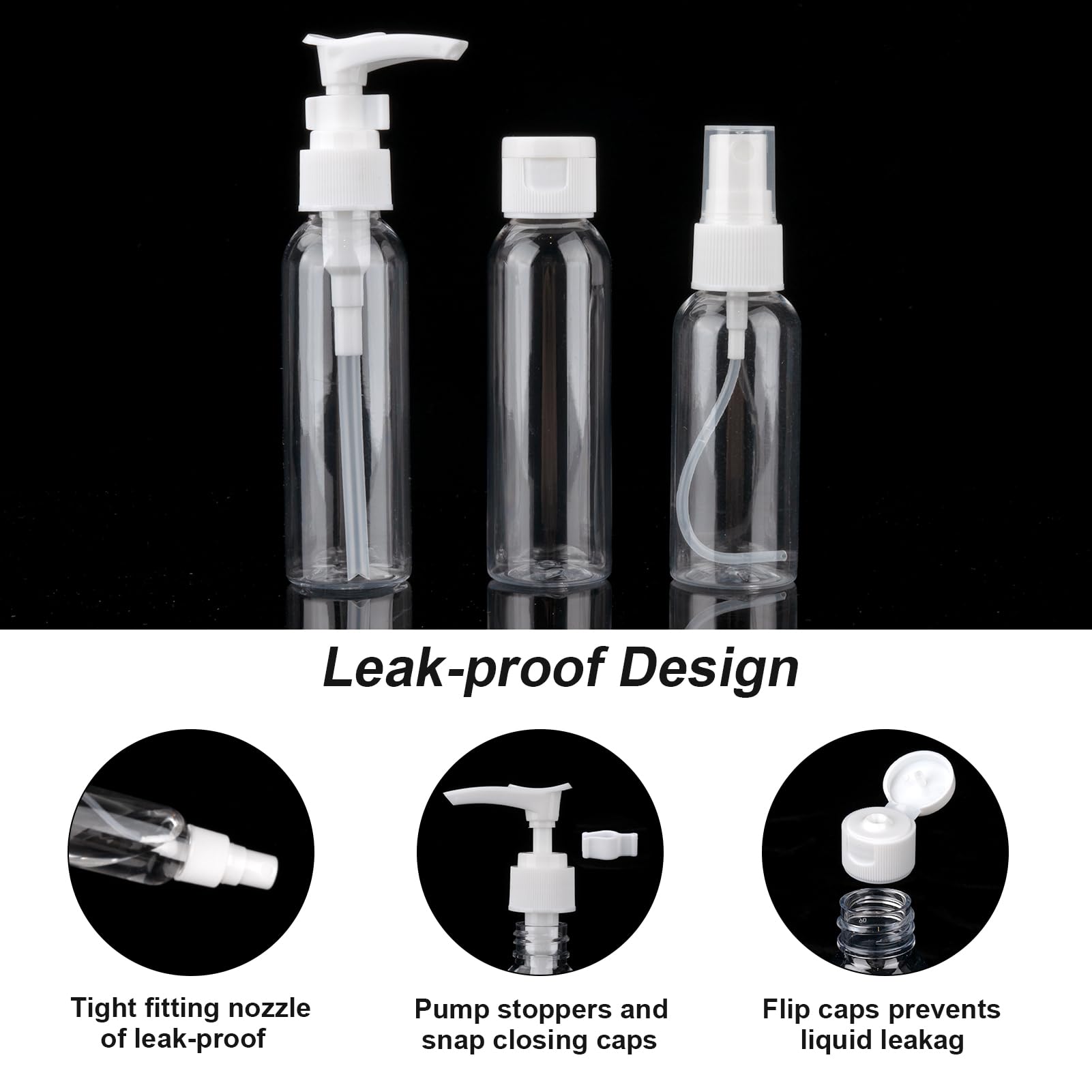 Travel Size Bottles for Toiletries 13 Pack 2oz TSA Approved Toiletry Bottles Leak Proof Travel Kit for Women Men TSA Clear Toiletry Bag Shampoo Lotion Skincare Cosmetic Container (Transparent) - Image 3
