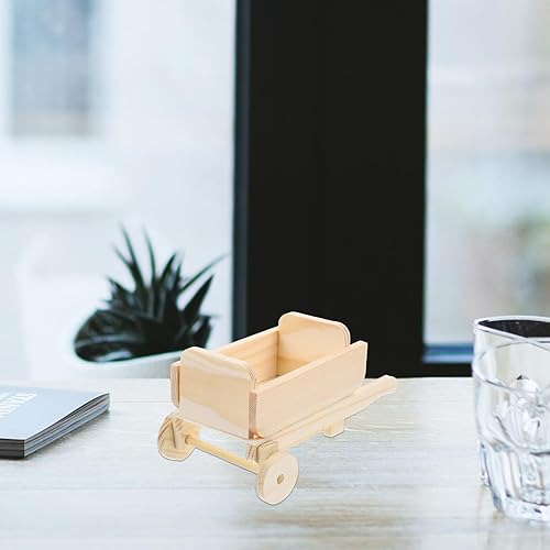 Miniatura 2 de Carrito de casa de muñecas, modelo de madera, mini carrito de carretilla en miniatura, mini carrito de compras, muebles de casa de muñecas, jardín
