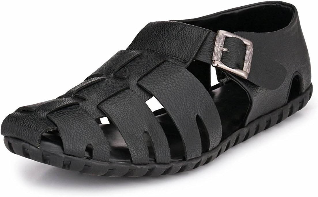 Peponi Men Black Sandals-7 UK/India (40.5 EU) (P2420Black_7)
