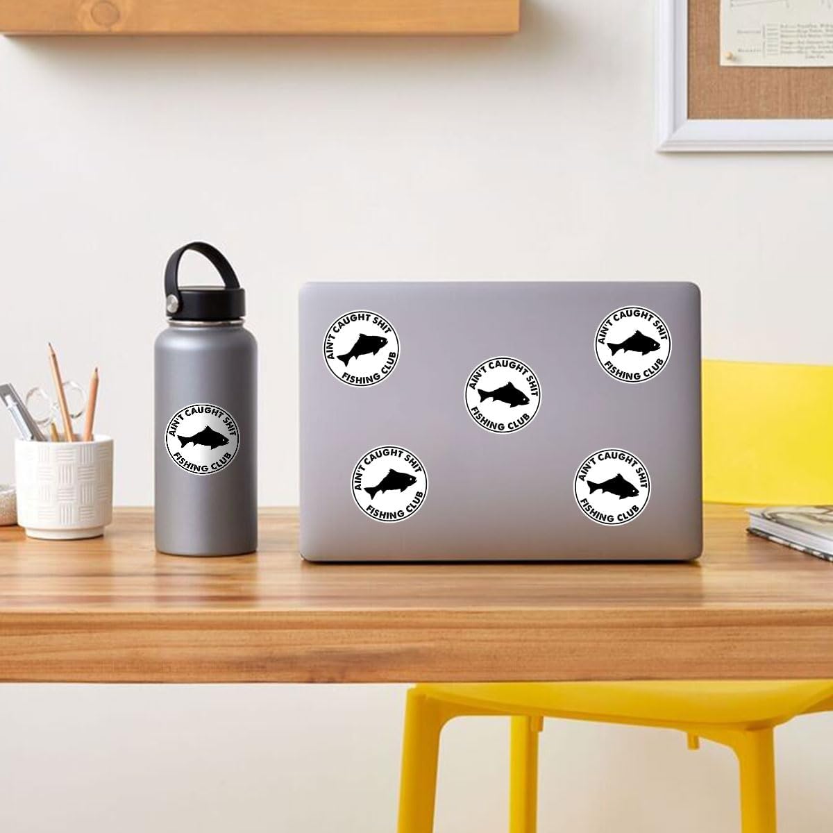 3 Pcs Ain't Caught Shit Fishing Club Sticker, Fishing Club Sticker, Fisherman Stickers 3 Inches Waterproof Vinyl for Boat, Tackle Box, Cooler, Water Bottle, Helmet, Gifts for Anglers