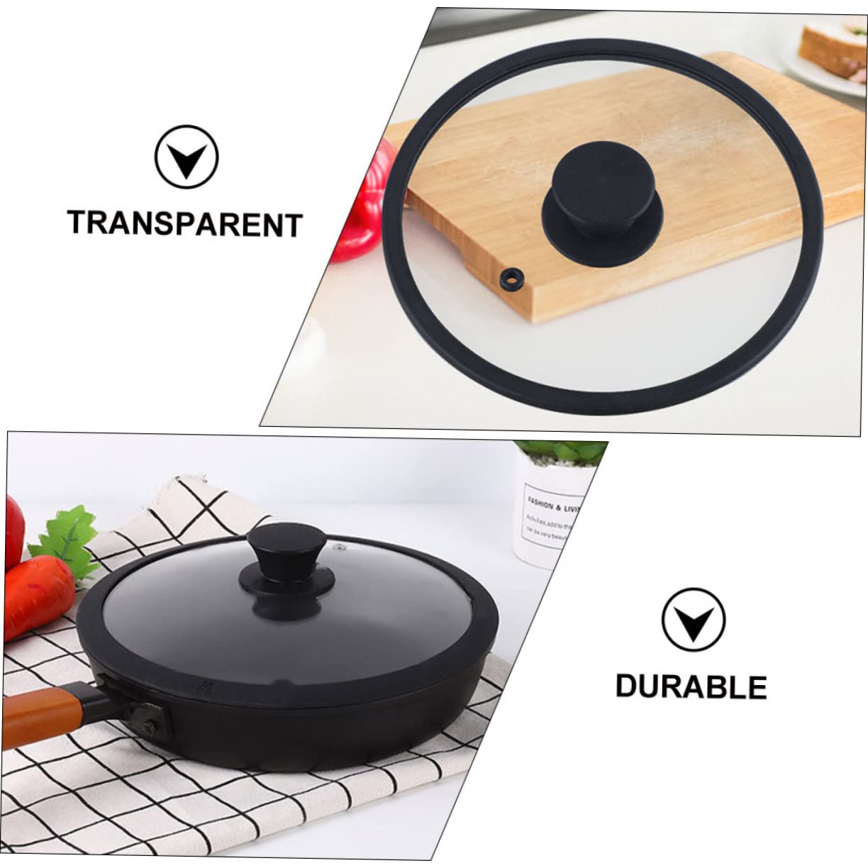 1pièce Couvercle Verre Trempé Avec Bord Silicone Noir Couvercle De Casserole Résistant Chaleur Et Ergonomique Pour Conserver Nutriments Et Saveurs